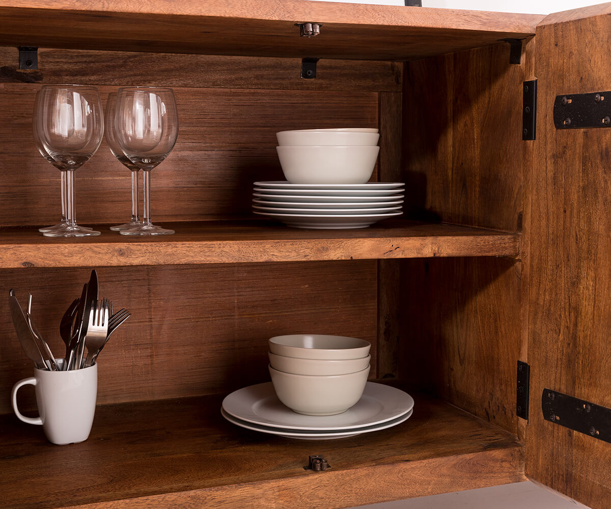 Commode Live-Edge 220 cm massif acacia marron 6 portes buffet 5