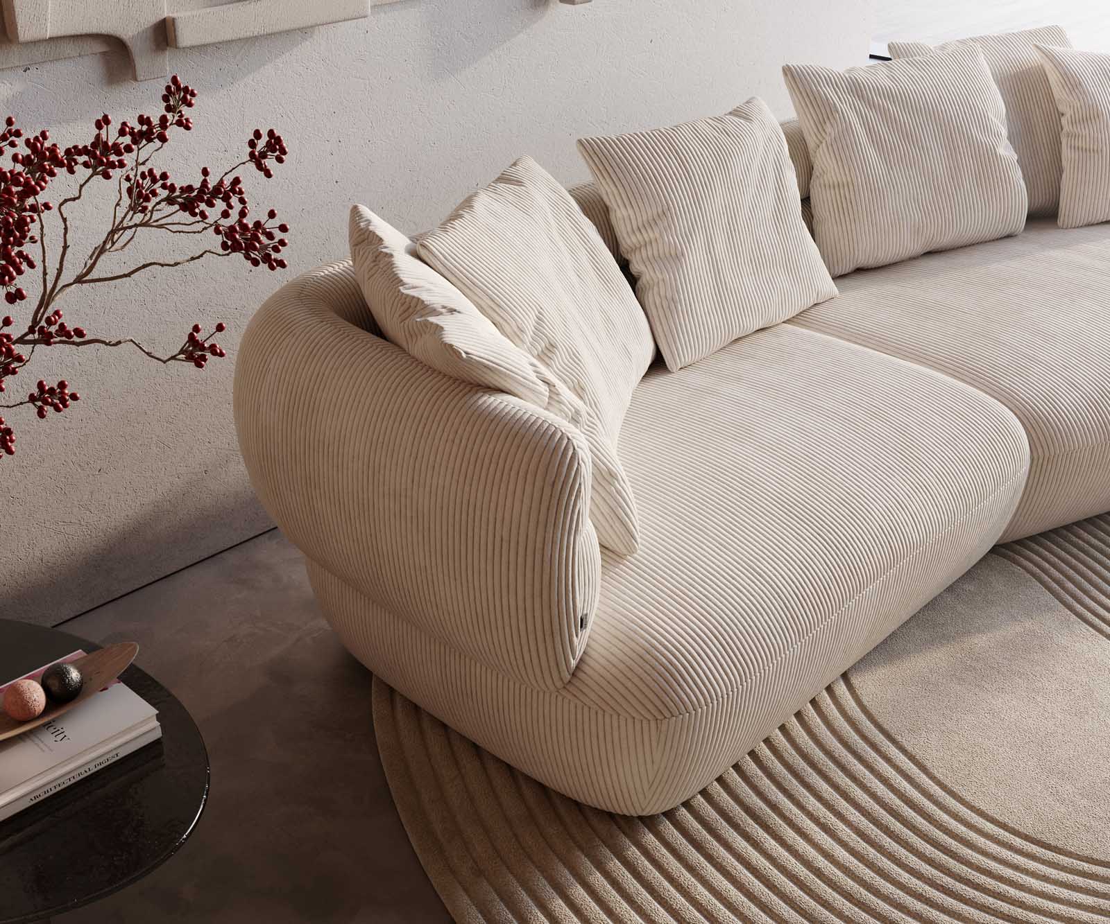 Canapé Roya 320x140 cm Velours côtelé Beige 4