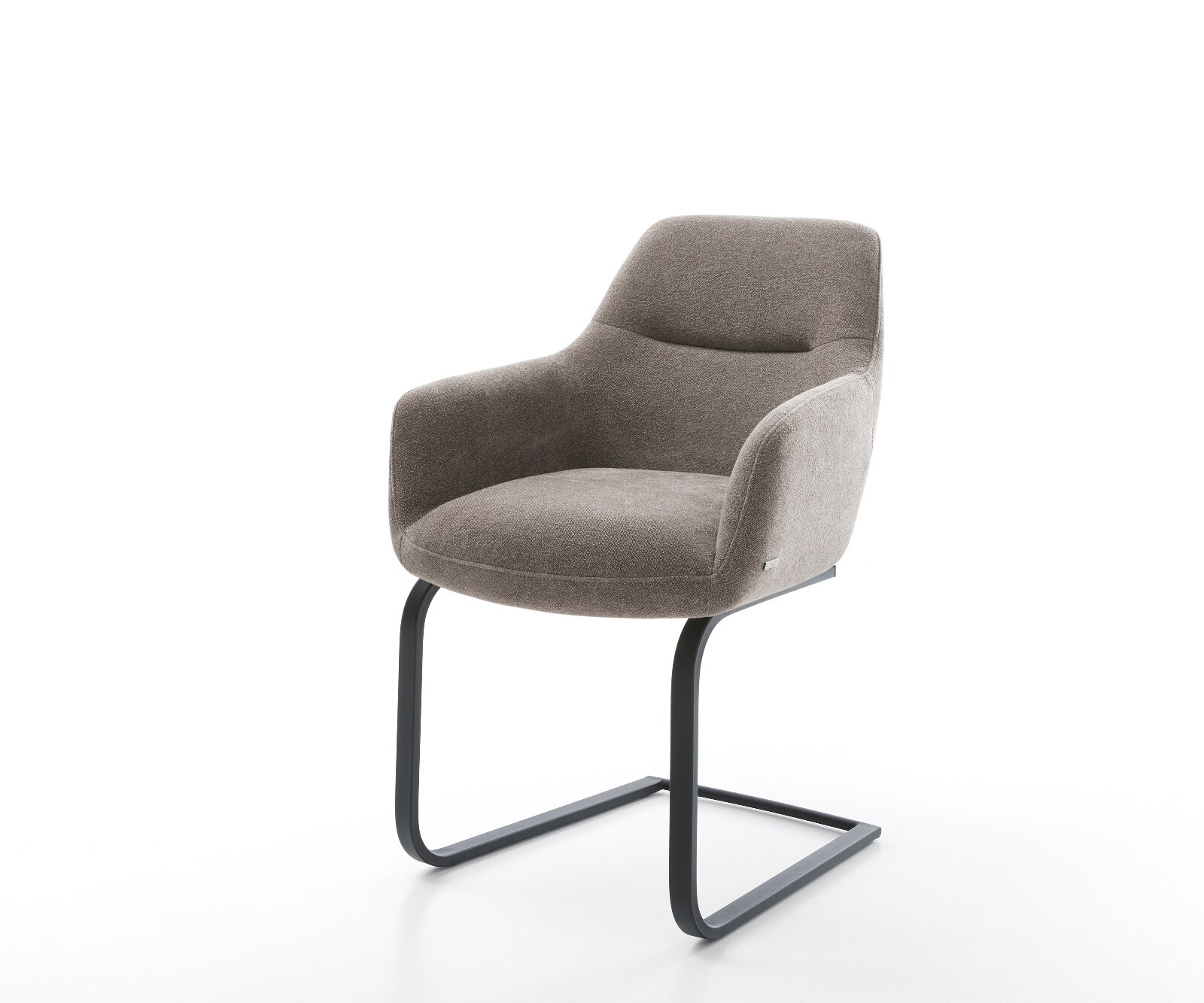 Cantilever Pejo-Flex tissu structuré doux taupe pied cantilever plat noir ressorts ensachés 1