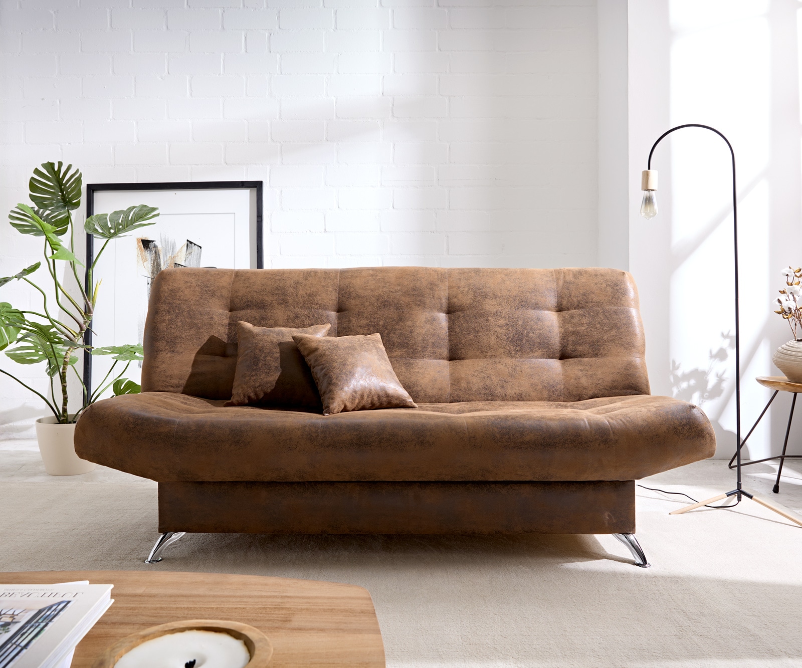 Canapé-lit Viola 190x90 cm marron aspect antique compartiment de lit 4 Canapé-lit Viola 190x90 cm marron aspect antique compartiment de lit 4