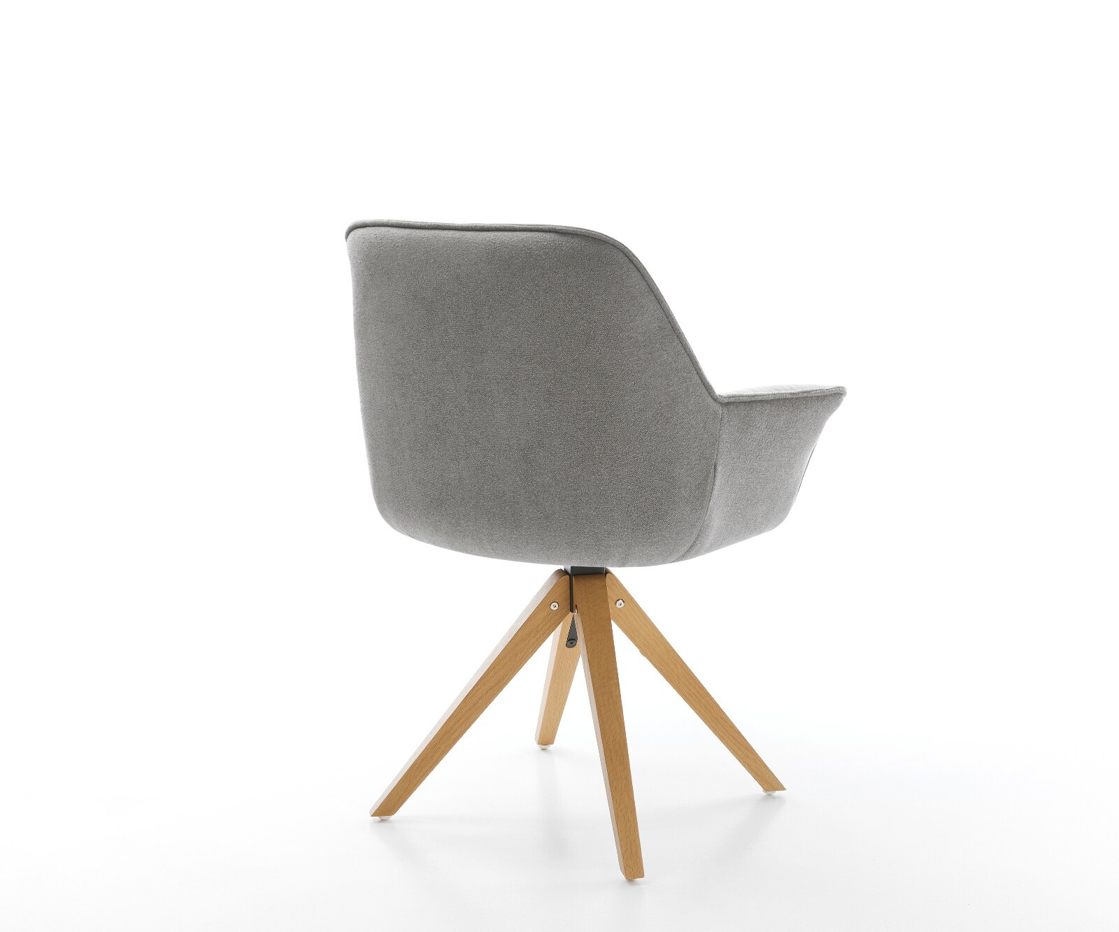 Chaise-pivotante Keila-Flex avec accoudoirs tissu structuré doux gris pied en bois angulaire naturel pivotement sur 180° 5