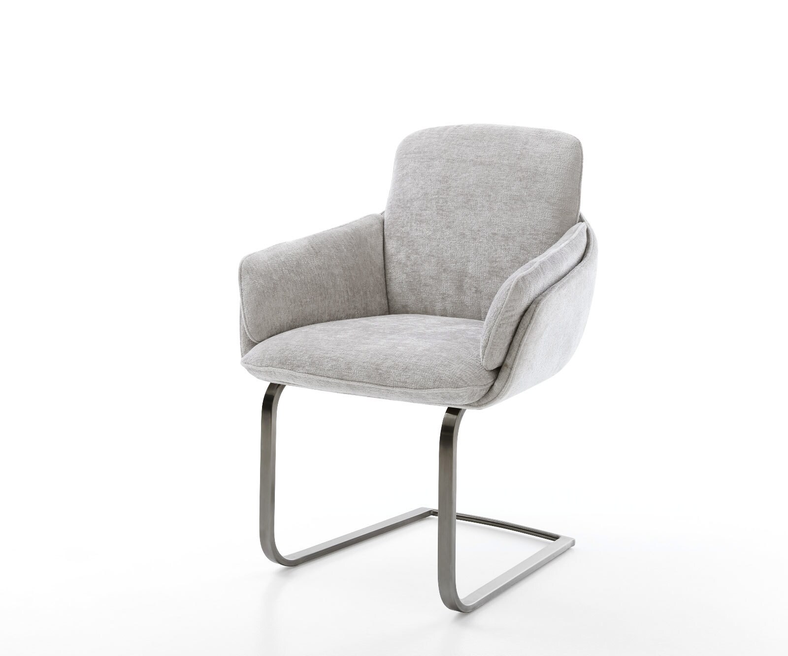 Cantilever Luan-Flex avec accoudoirs chenille gris argenté pied cantilever plat grafiete 1