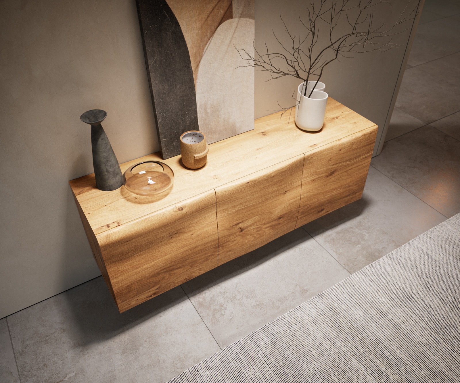 Buffet New Live-Edge 145 cm chêne naturel 3 portes flottantes 5 Buffet New Live-Edge 145 cm chêne naturel 3 portes flottantes 5