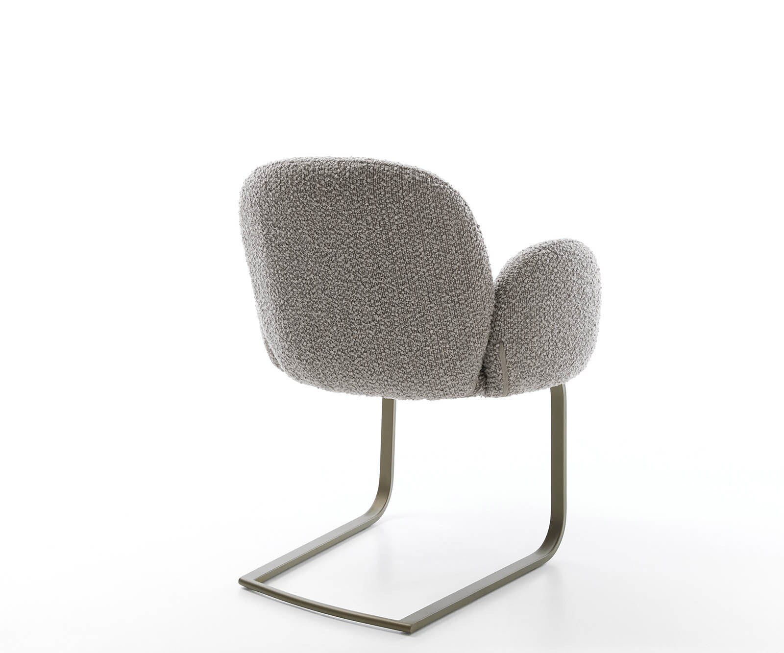 Cantilever Nube-Flex avec accoudoirs bouclé gris argenté pied cantilever plat aspect titane ressorts ensachés 5