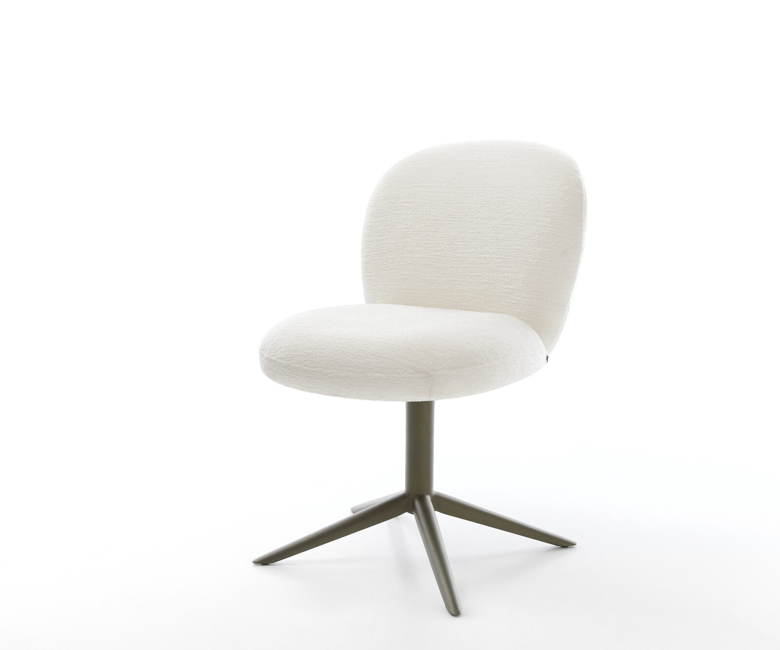 Chaise-pivotante Nube-Flex bouclé doux beige pied de chaise 4 branches aspect titane pivotement sur 360° fonction bascule resorts ensachés 1