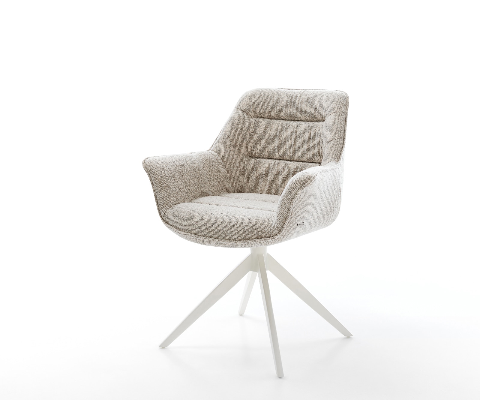 Chaise-pivotante Kaira-Flex tissu tissé doux beige pied croisé large blanc pivotement sur 360° fonction bascule 1