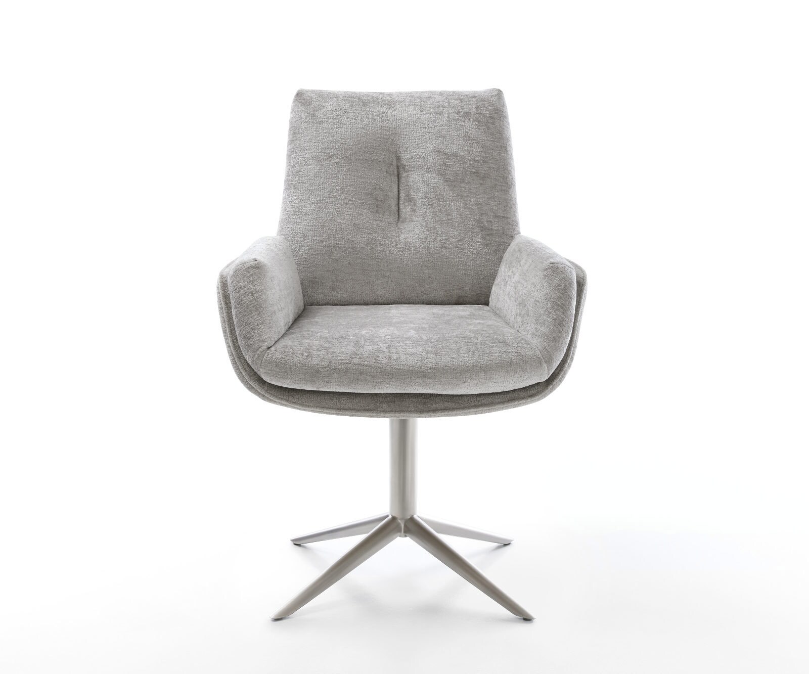 Chaise-pivotante Clea-Flex chenille gris argenté pied de chaise 4 branches acier inoxydable brossé pivotement sur 360° fonction bascule 2