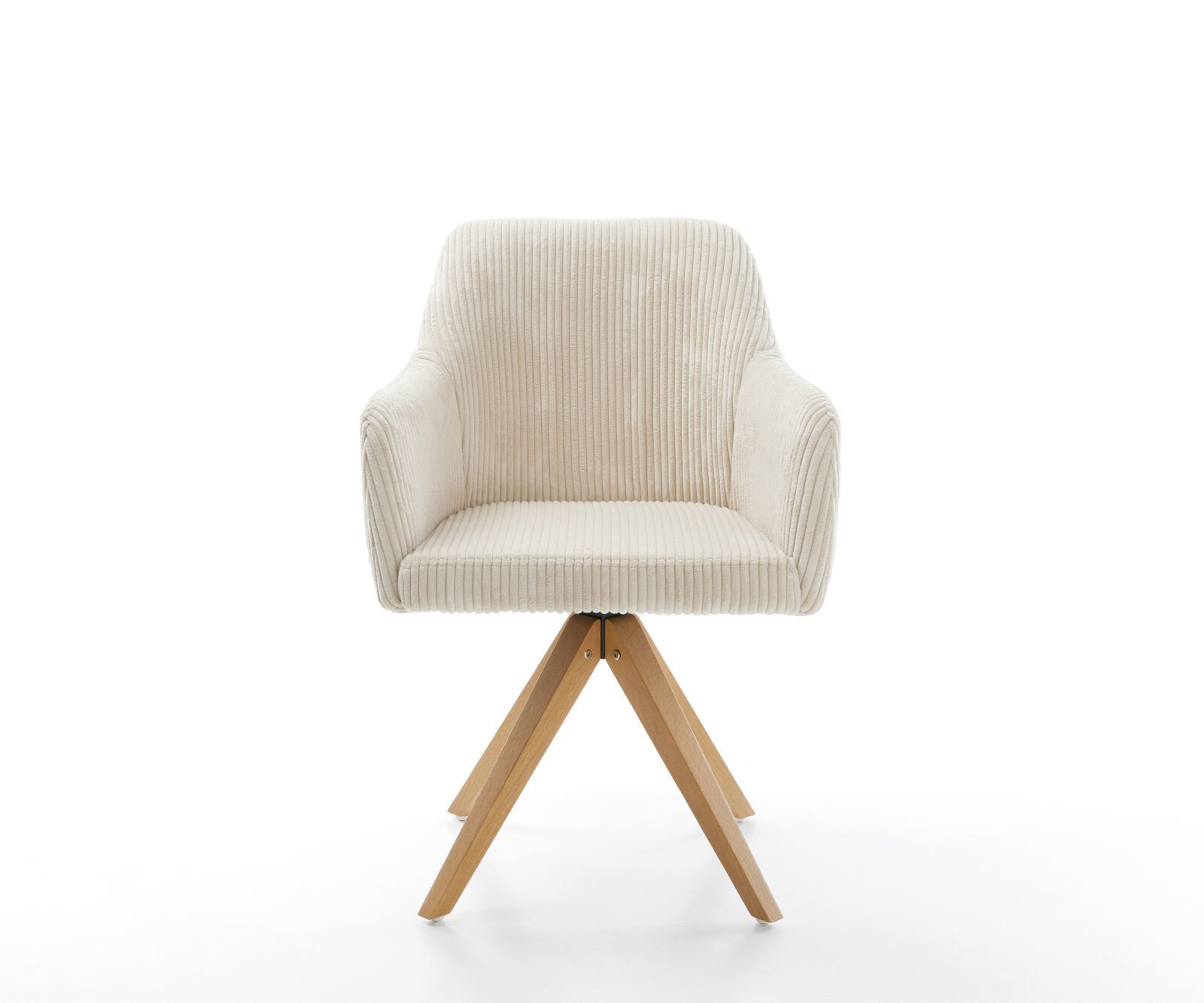 Chaise-de-salle-à-manger Greg-Flex côtelé beige vintage pied en bois angulaire naturel ressorts ensachés 1