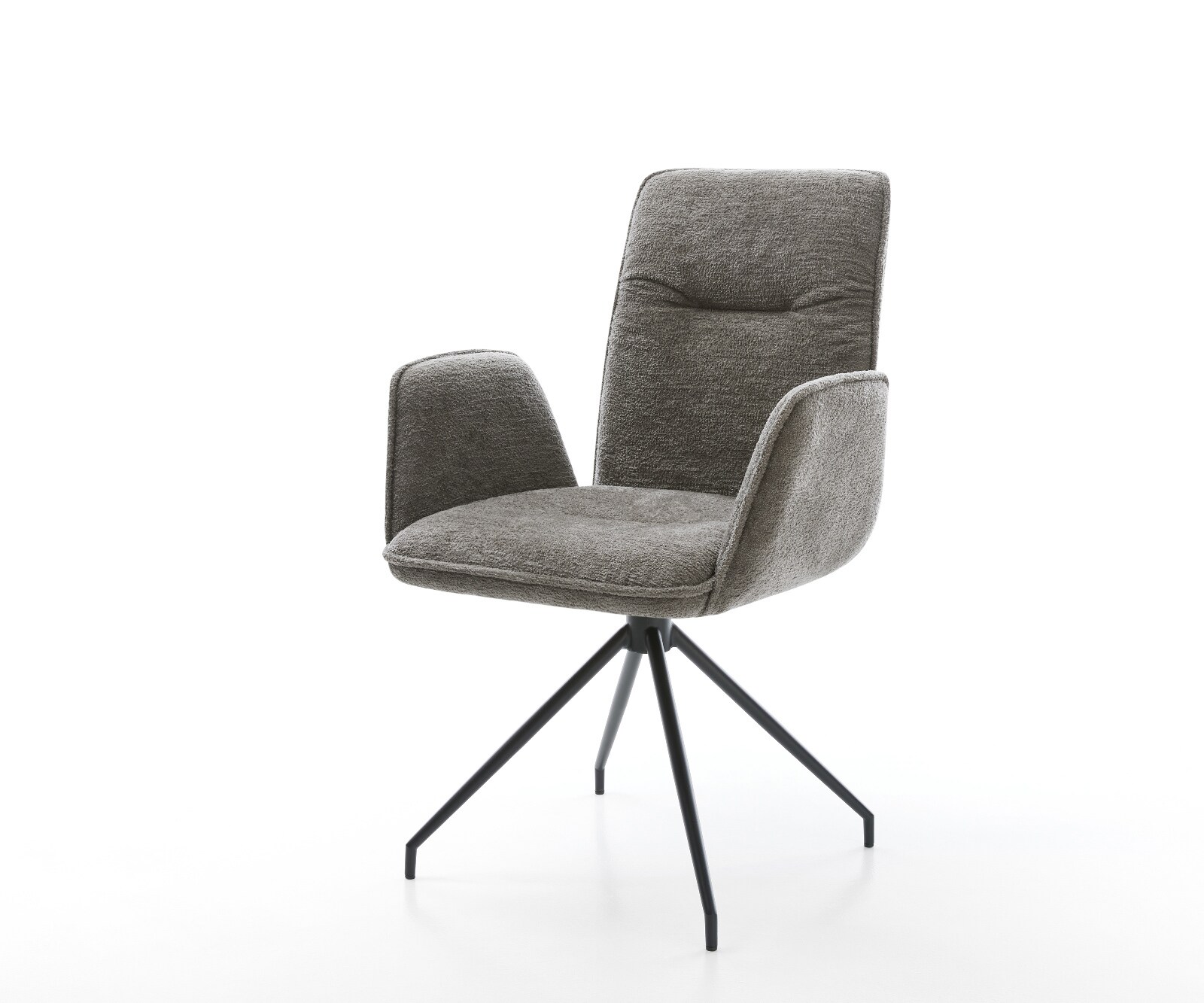 Chaise-pivotante Vinja-Flex bouclé doux couleur boue pied croisé conique noir pivotement sur 180° 1