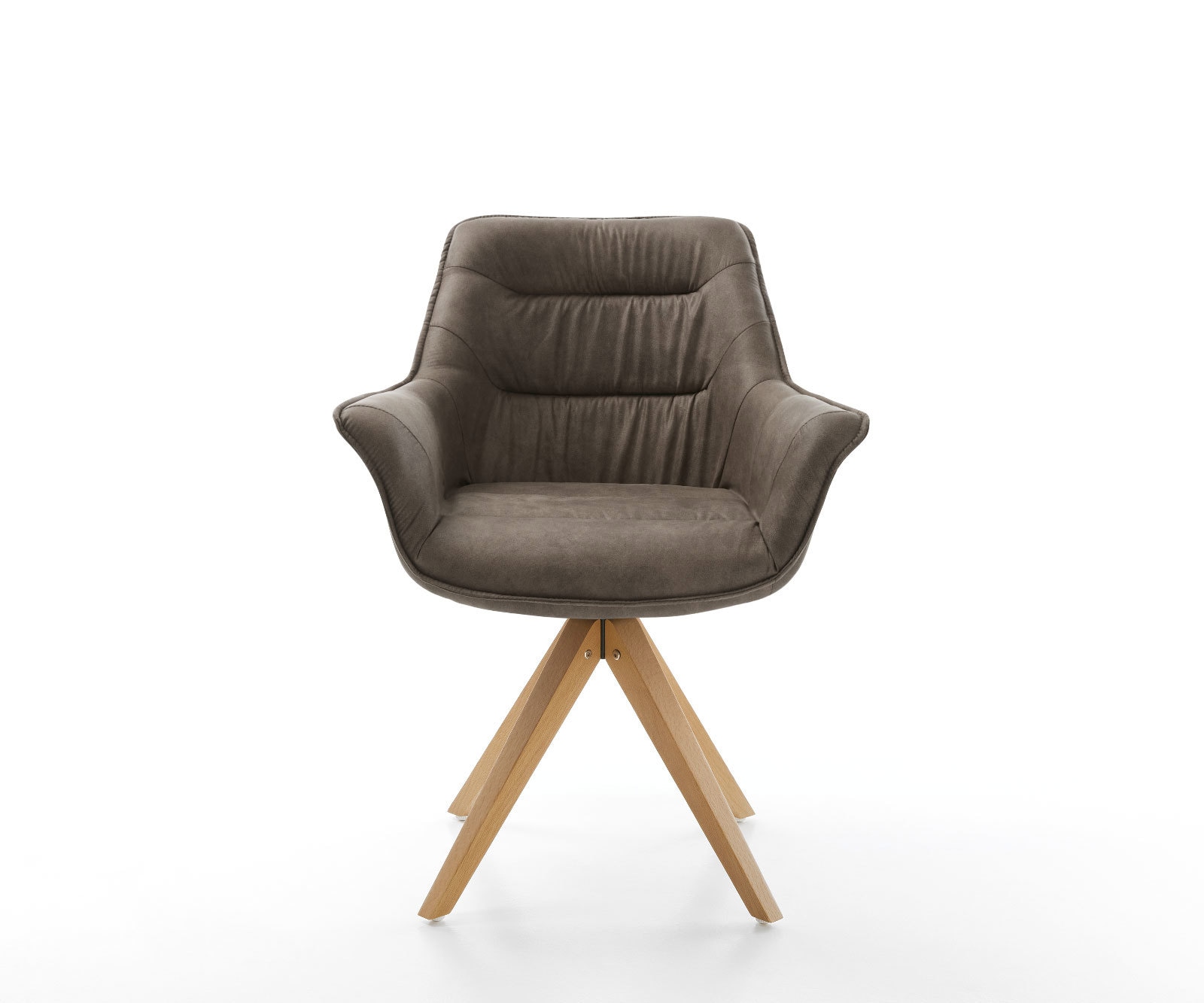 Chaise-de-salle-à-manger Kaira-Flex microvelours taupe vintage pied en bois angulaire naturel 1 Chaise-de-salle-à-manger Kaira-Flex microvelours taupe vintage pied en bois angulaire naturel 1