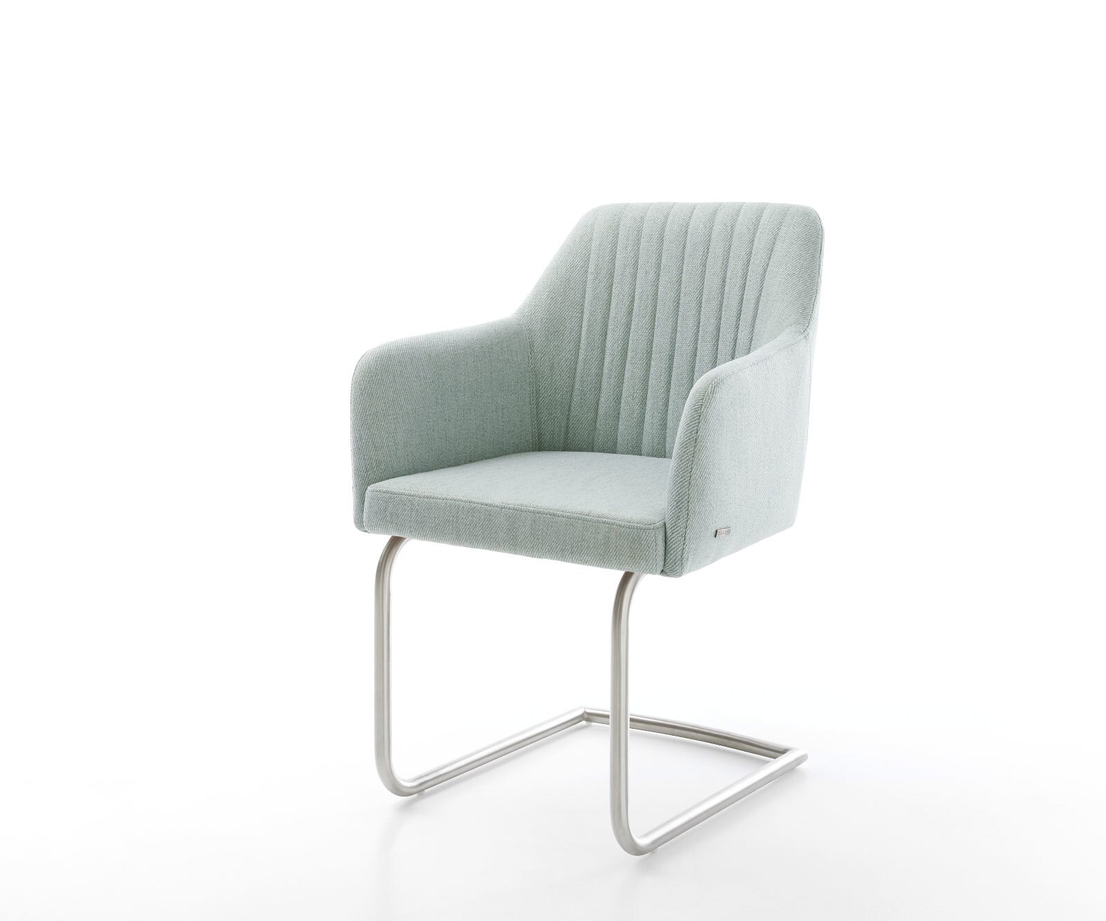 Cantilever Greg-Flex rayures Vert menthe pied cantilever rond acier inoxydable brossé ressorts ensachés