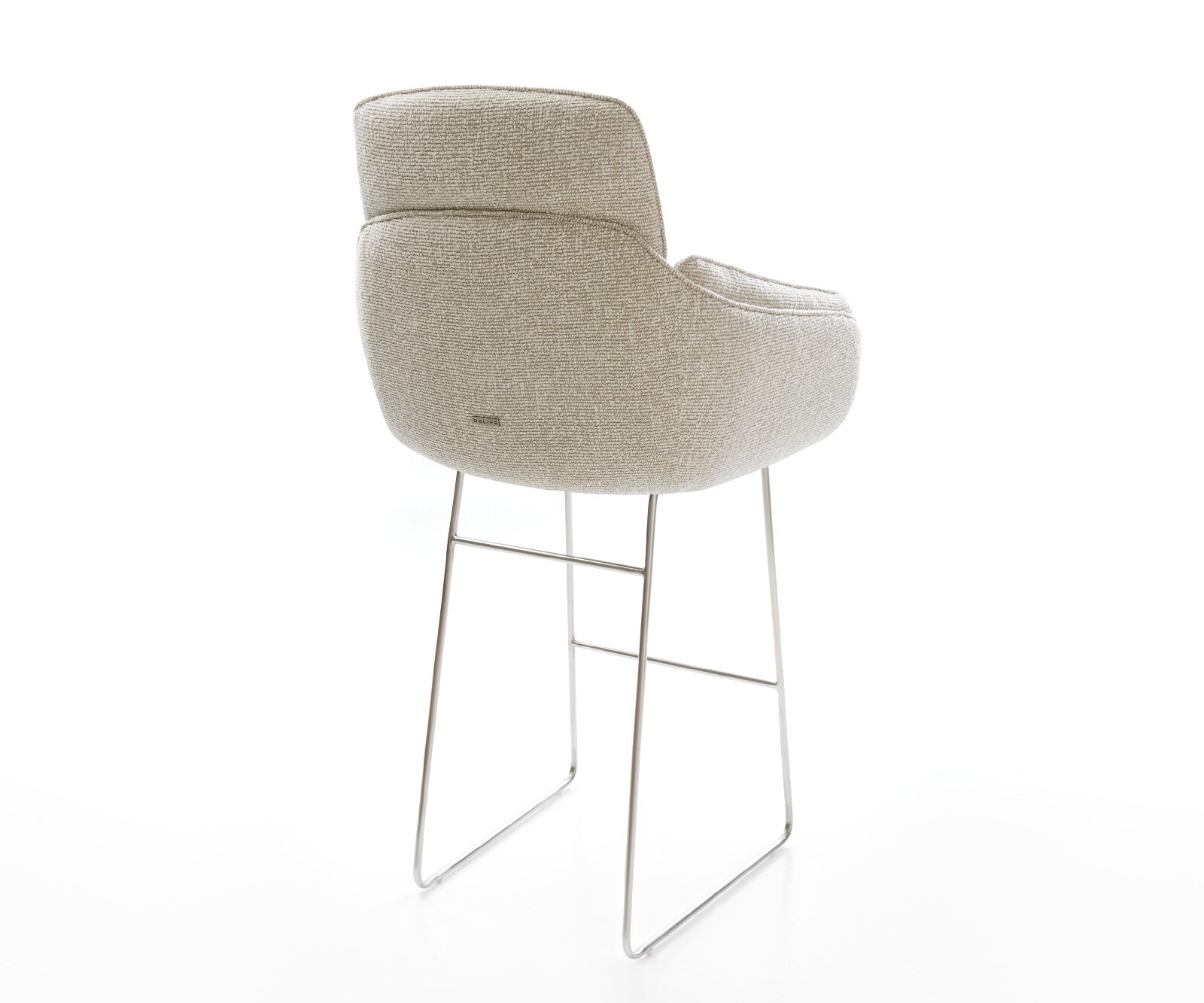 Chaise-de-bar Luan-Flex Tissu tissé doux Beige Pied trapèze acier inoxydable Argent 4