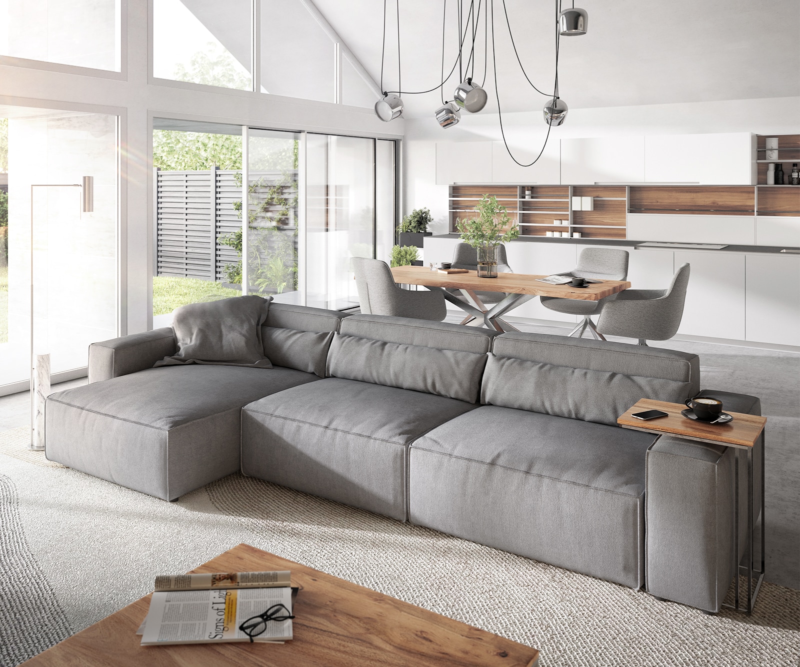 Canapé d'angle Sirpio XL 370x170 cm Microfibre Gris Canapé d'angle Sirpio XL 370x170 cm Microfibre Gris