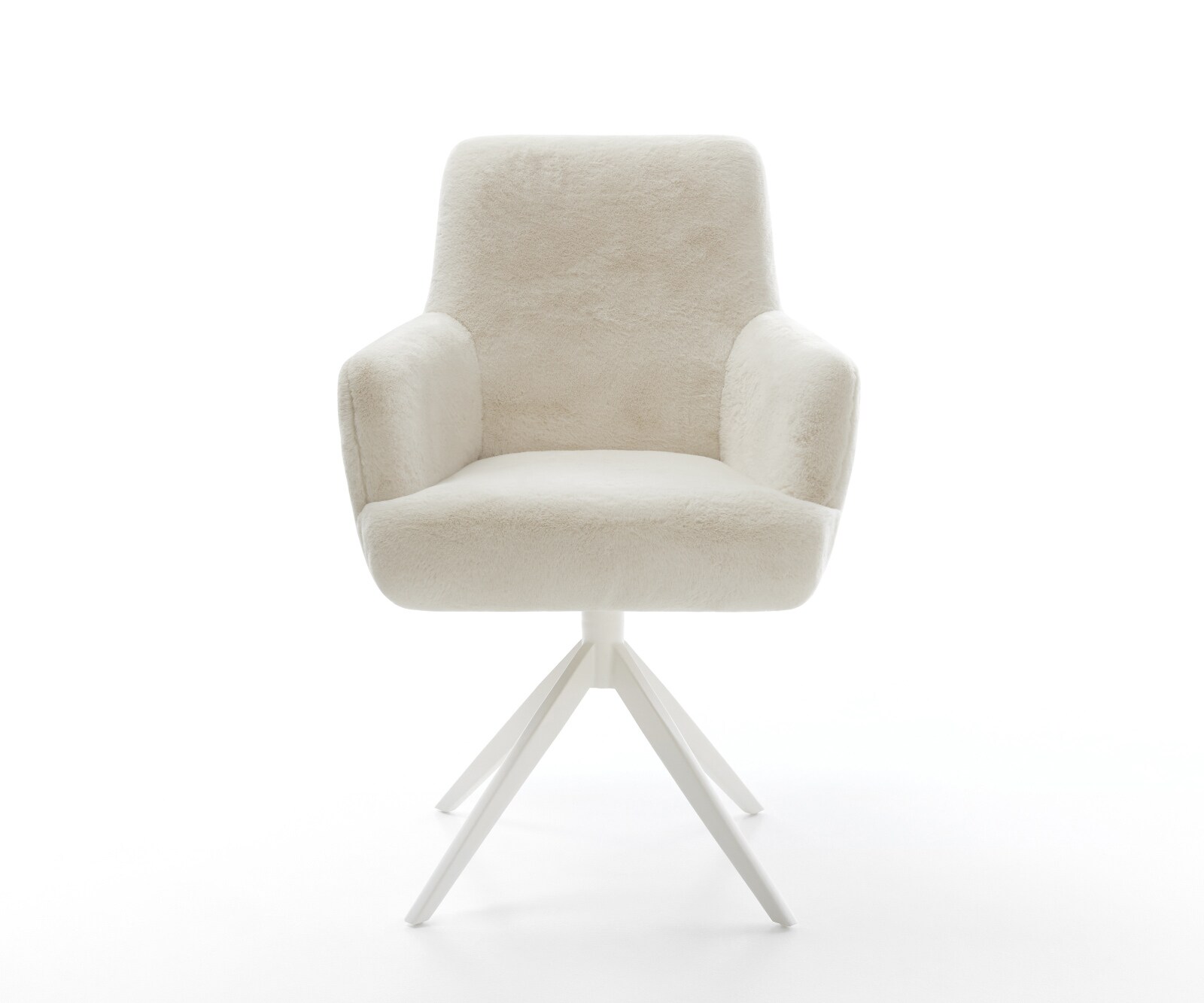 Chaise-pivotante Heira-Flex avec accoudoirs peluche crème-blanc pied croisé large blanc pivotement sur 360° fonction bascule resorts ensachés 2