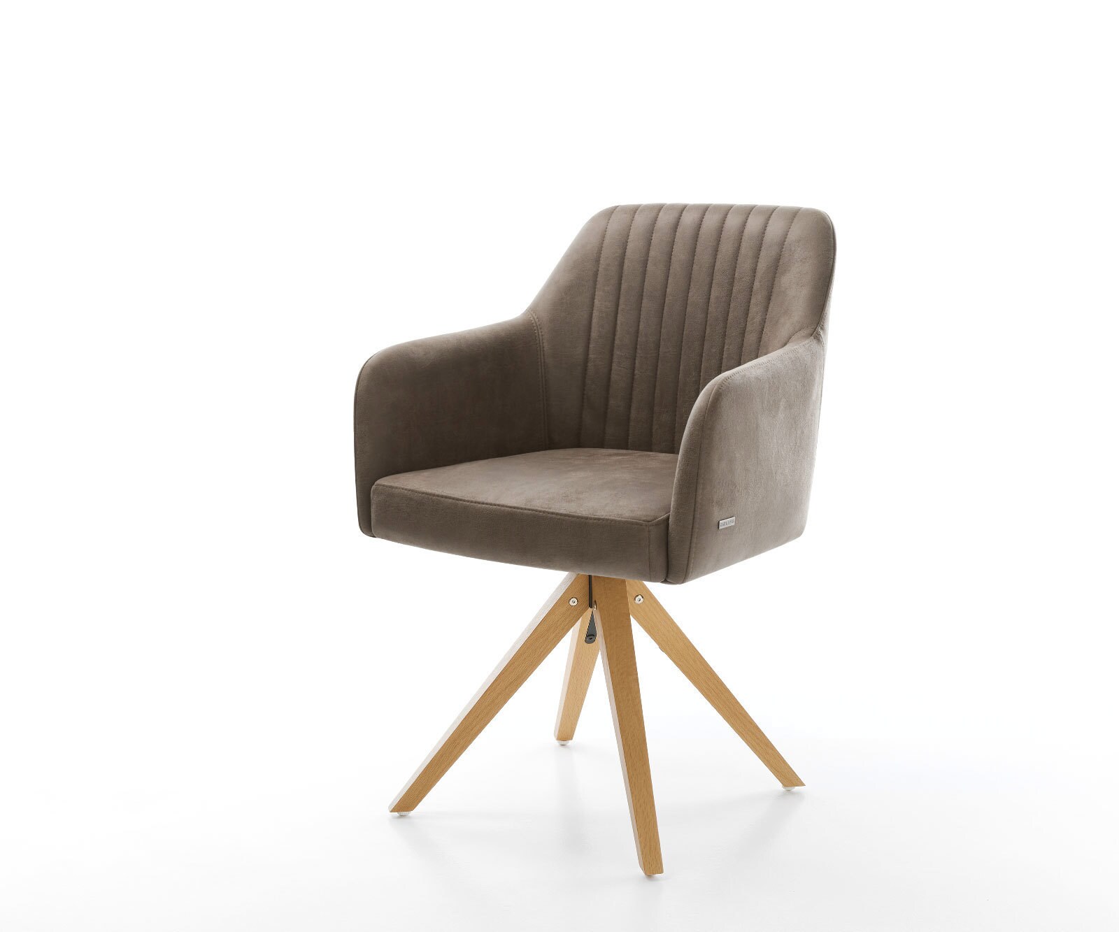Chaise-de-salle-à-manger Greg-Flex microvelours taupe vintage pied en bois angulaire naturel ressorts ensachés