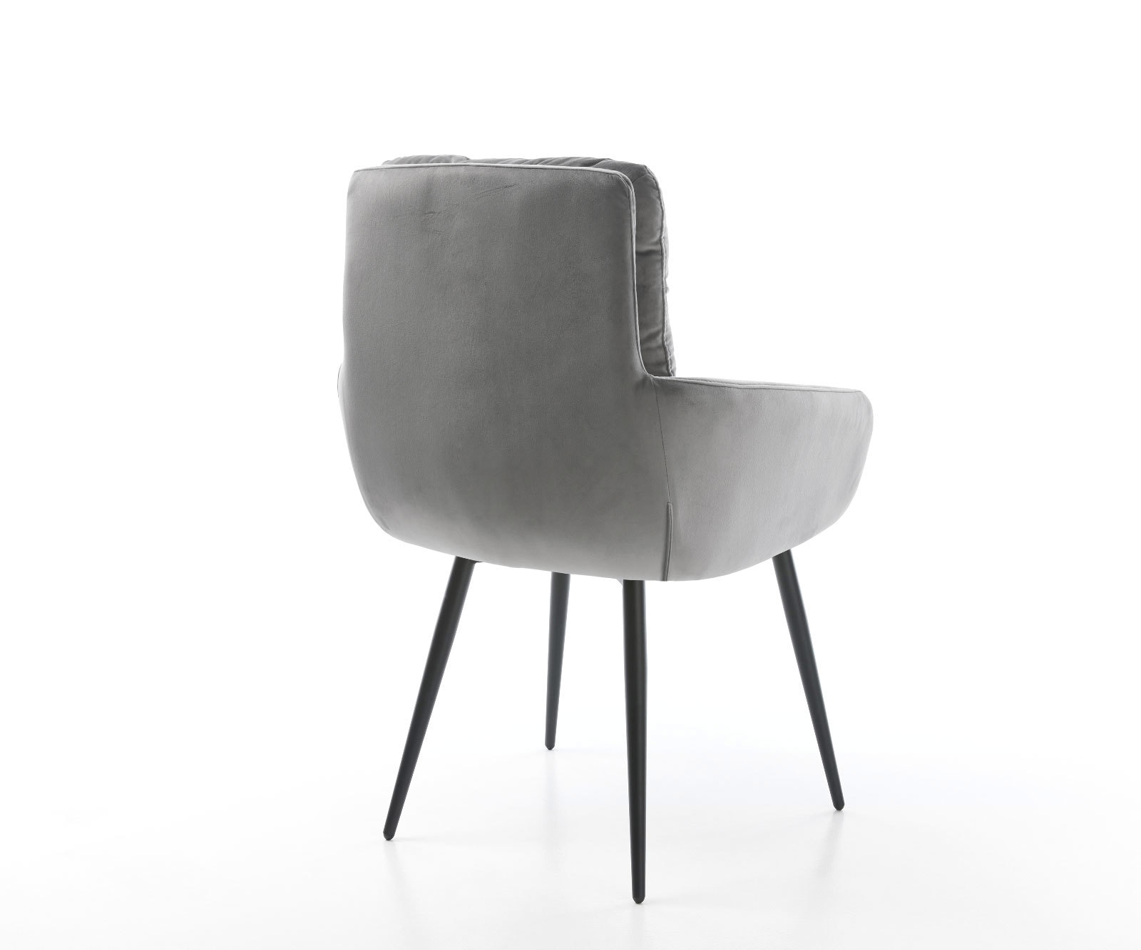 Chaise-de-salle-à-manger Abelia-Flex avec accoudoirs velours gris 4 pieds coniques noir 4 Chaise-de-salle-à-manger Abelia-Flex avec accoudoirs velours gris 4 pieds coniques noir 4