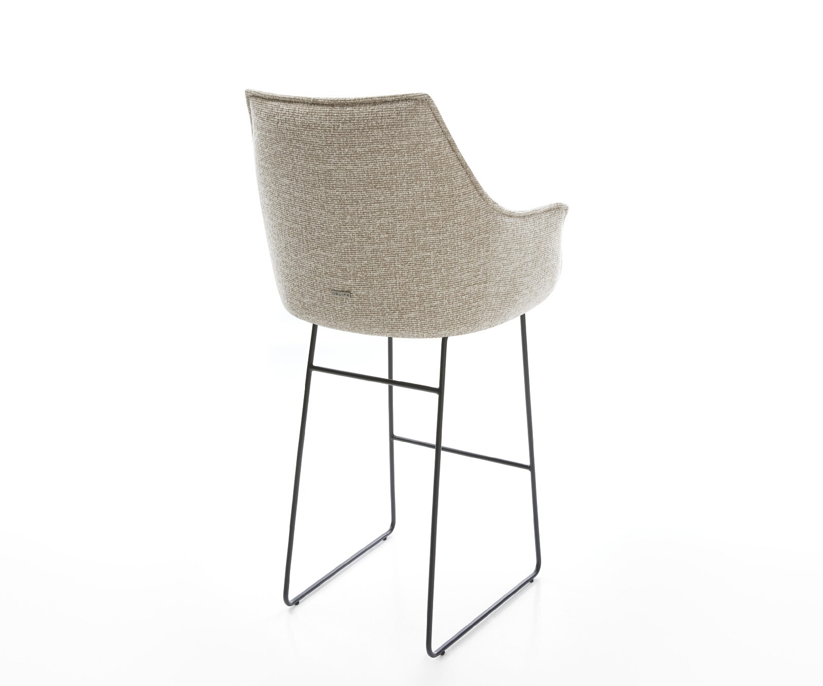 Chaise-de-bar Alja-Flex Tissu tissé doux Beige Pied trapèze noir Noir Ressort ensaché 5