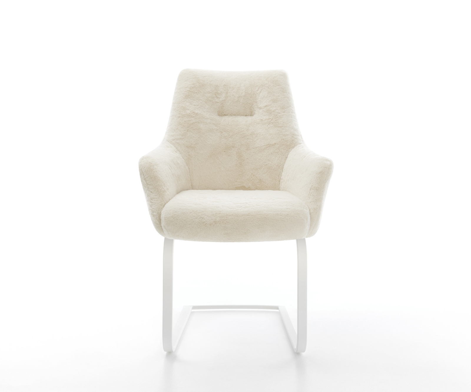 Cantilever Alja-Flex avec accoudoirs peluche crème-blanc pied cantilever plat blanc resorts ensachés 2