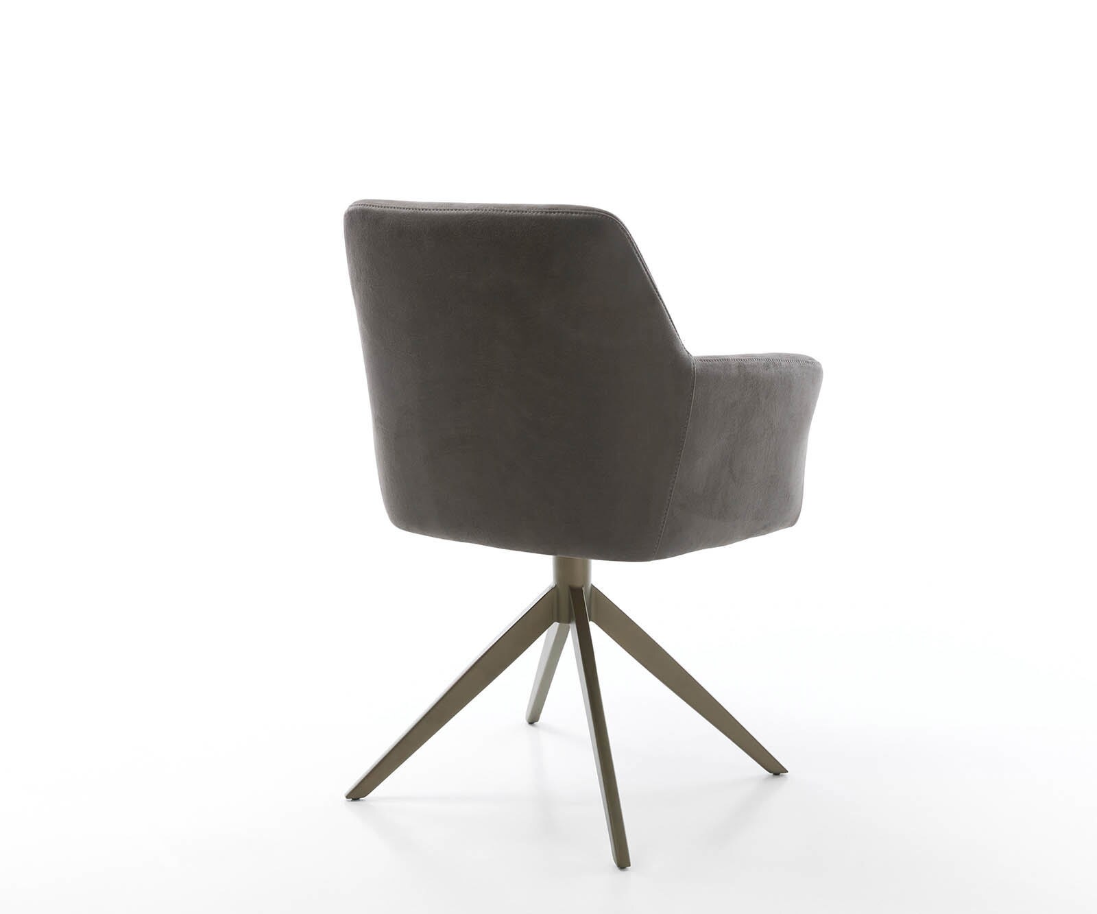 Chaise-pivotante Xana-Flex avec accoudoirs microvelours anthracite vintage pied croisé large aspect titane pivotement sur 360° ressorts ensachés 4