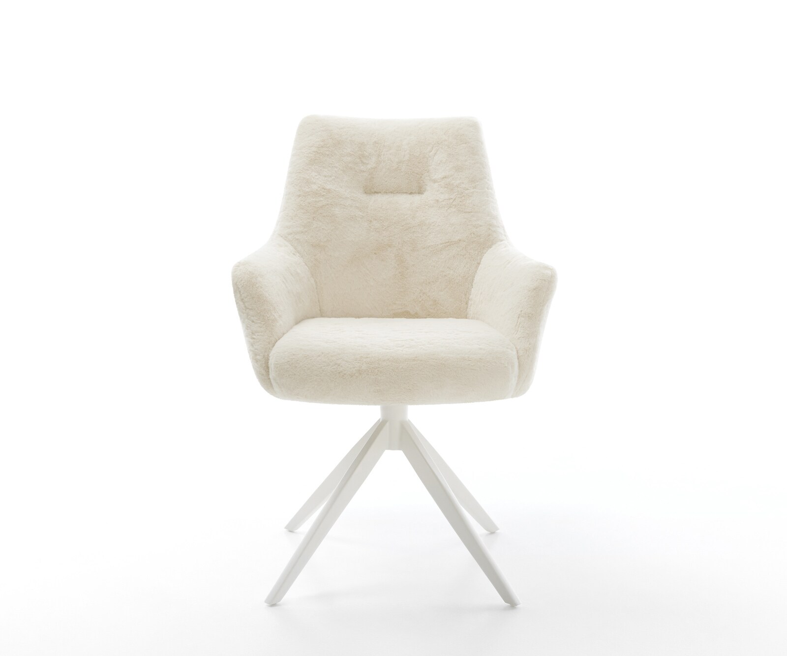 Chaise-pivotante Alja-Flex avec accoudoirs peluche crème-blanc pied croisé large blanc pivotement sur 360° fonction bascule resorts ensachés 1