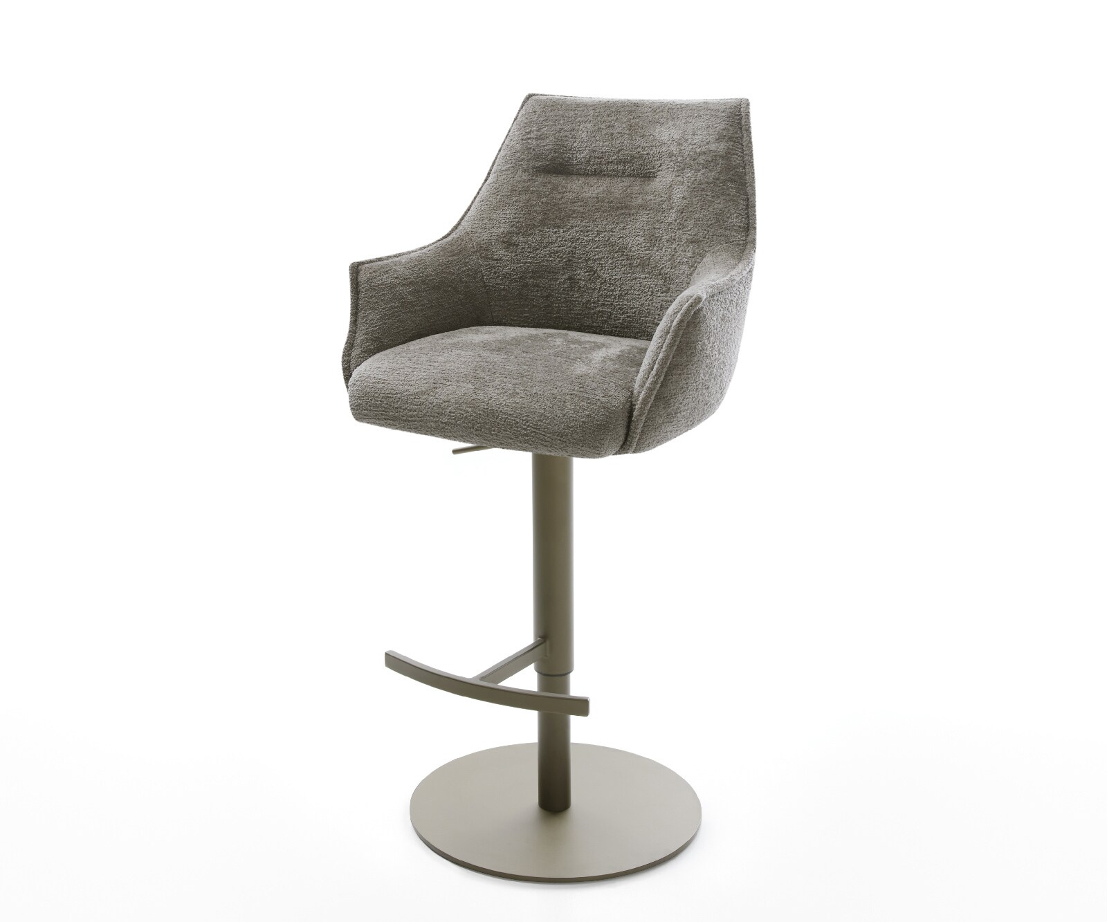 Chaise-de-bar Alja-Flex Bouclé doux Boue Pied pivotant réglable en hauteur couleur titane Couleur titane Ressort ensaché 1