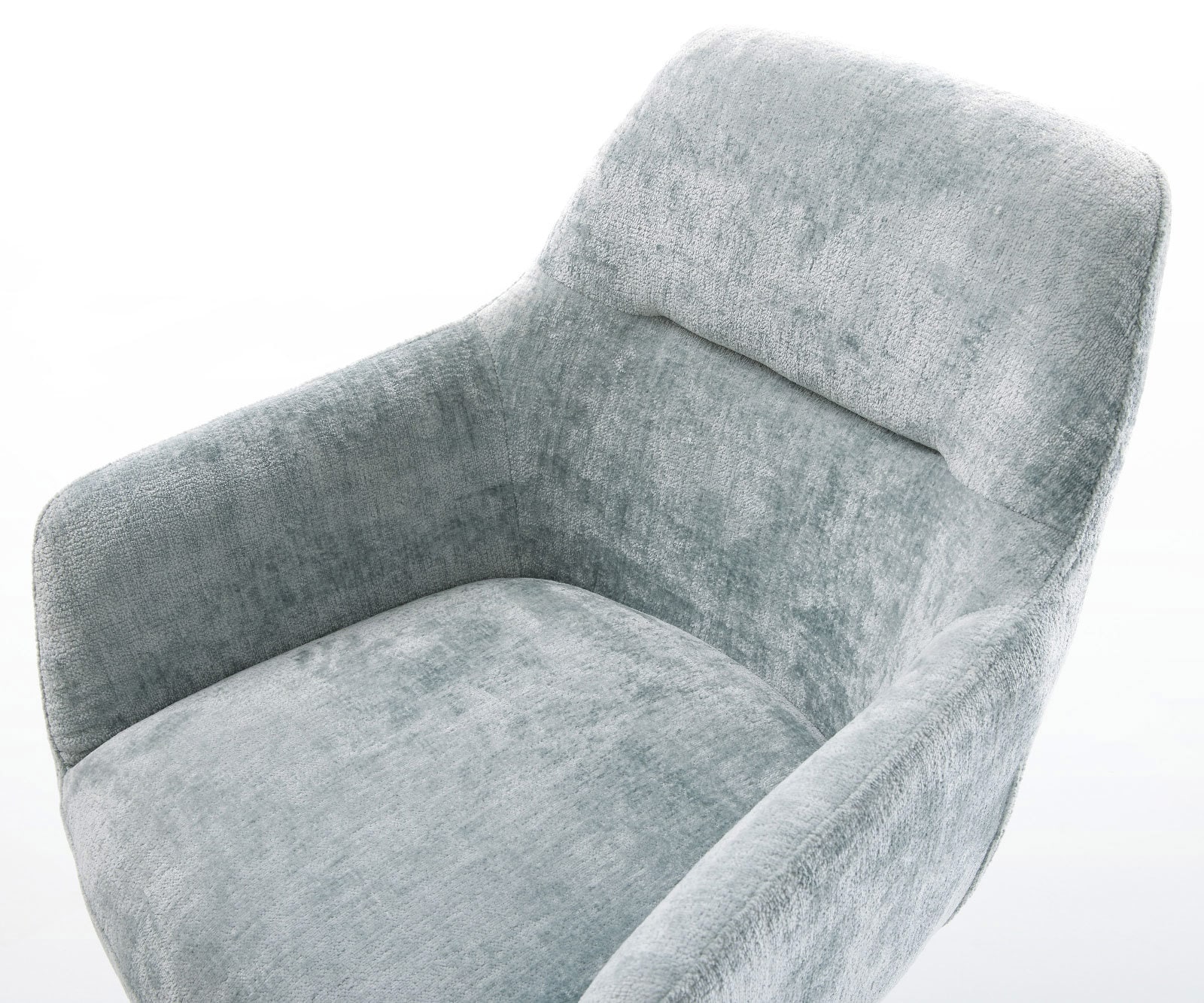 Chaise-pivotante Pejo-Flex chenille bleu pastel pied croisé large blanc pivotement sur 360° fonction bascule ressorts ensachés 3