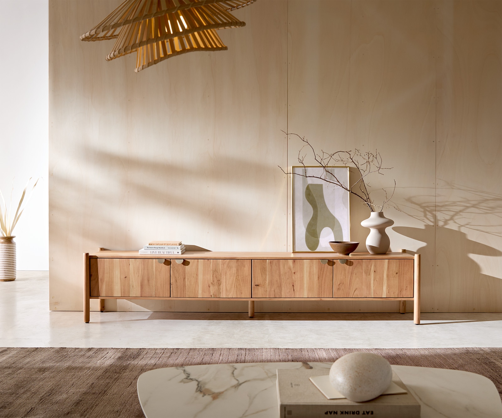 Meuble-TV Caius 220 cm acacia aura 4 portes 2