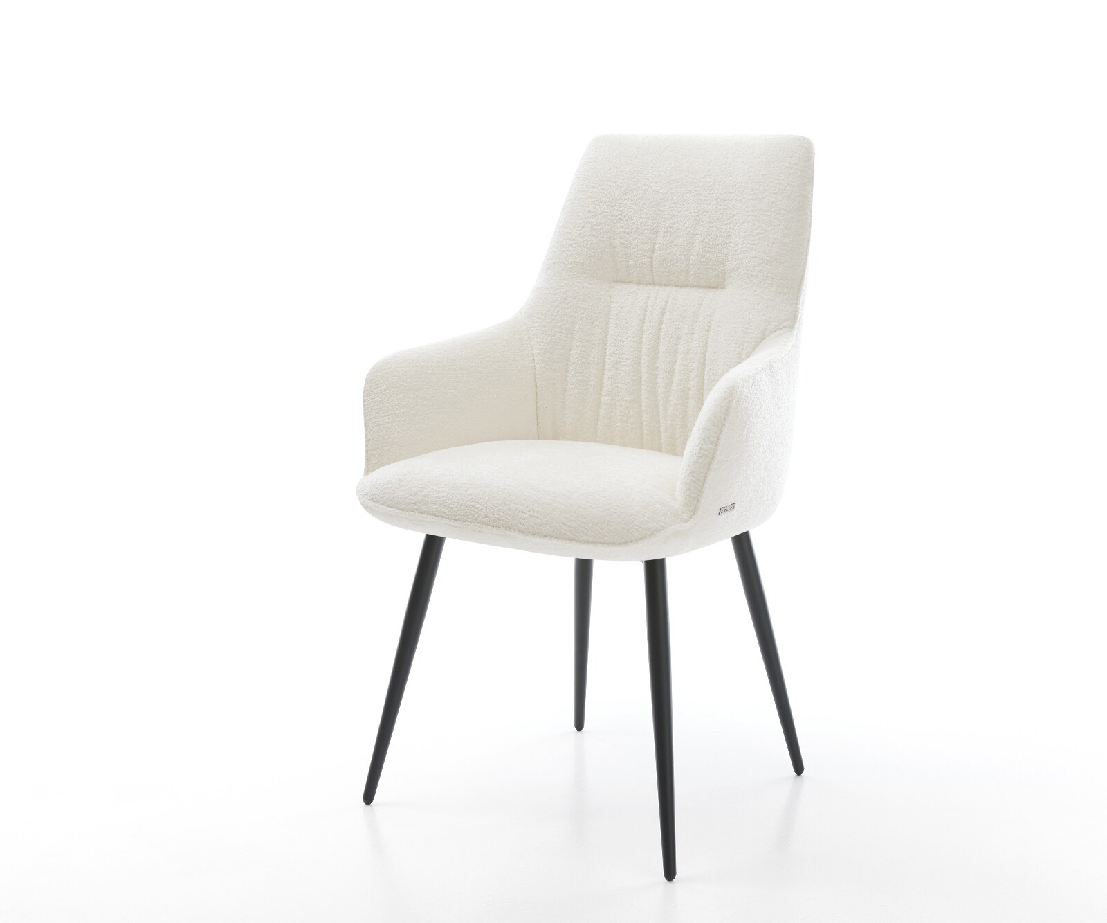 Chaise-de-salle-à-manger Zelia-Flex avec accoudoirs bouclé doux beige 4 pieds coniques noir resorts ensachés 1