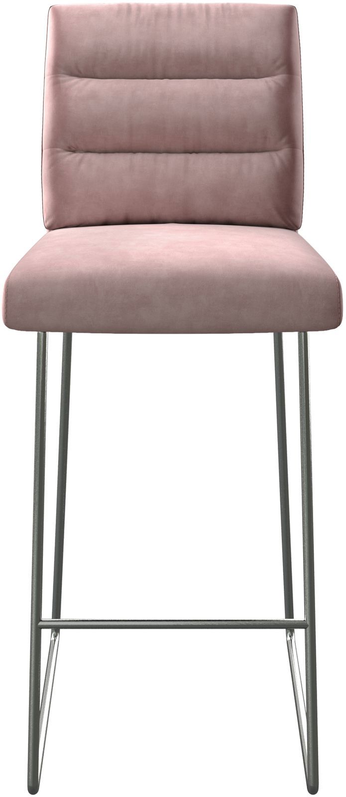 Chaise-de-bar Pela-Flex velours rosé cadre de patins acier inoxydable 3