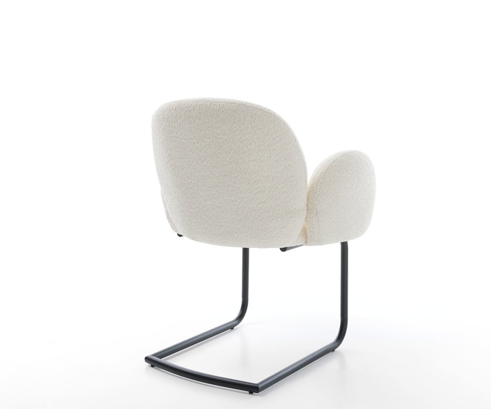 Cantilever Nube-Flex avec accoudoirs bouclé blanc pied cantilever rond noir ressorts ensachés 4 Cantilever Nube-Flex avec accoudoirs bouclé blanc pied cantilever rond noir ressorts ensachés 4