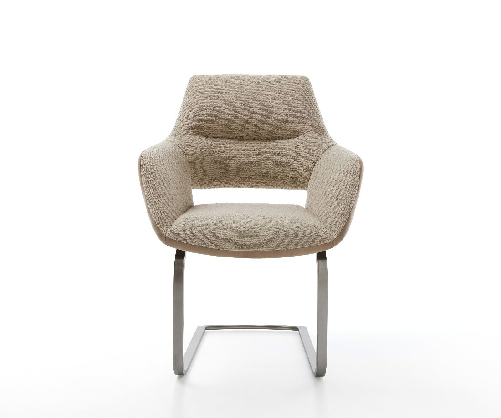 Cantilever Yago-Flex avec accoudoirs tissu mixte couleur boue pied cantilever plat acier inoxydable brossé ressorts ensachés 1 Cantilever Yago-Flex avec accoudoirs tissu mixte couleur boue pied cantilever plat acier inoxydable brossé ressorts ensachés 1