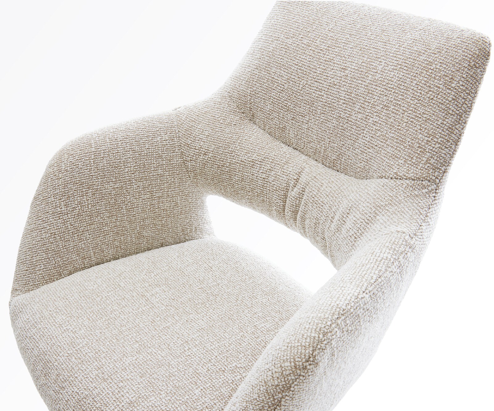 Chaise-de-bar Yago-Flex Tissu tissé doux Beige Pied cantilever acier inoxydable Argent Ressort ensaché 3