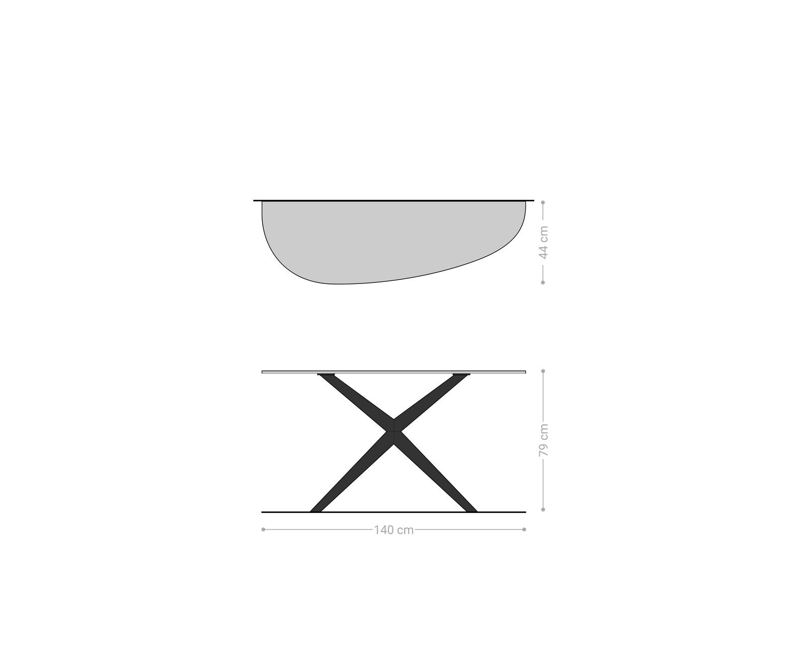 Table console Edge Oval 140x40 cm Céramique Béton Gris Estelo Métal Noir 8