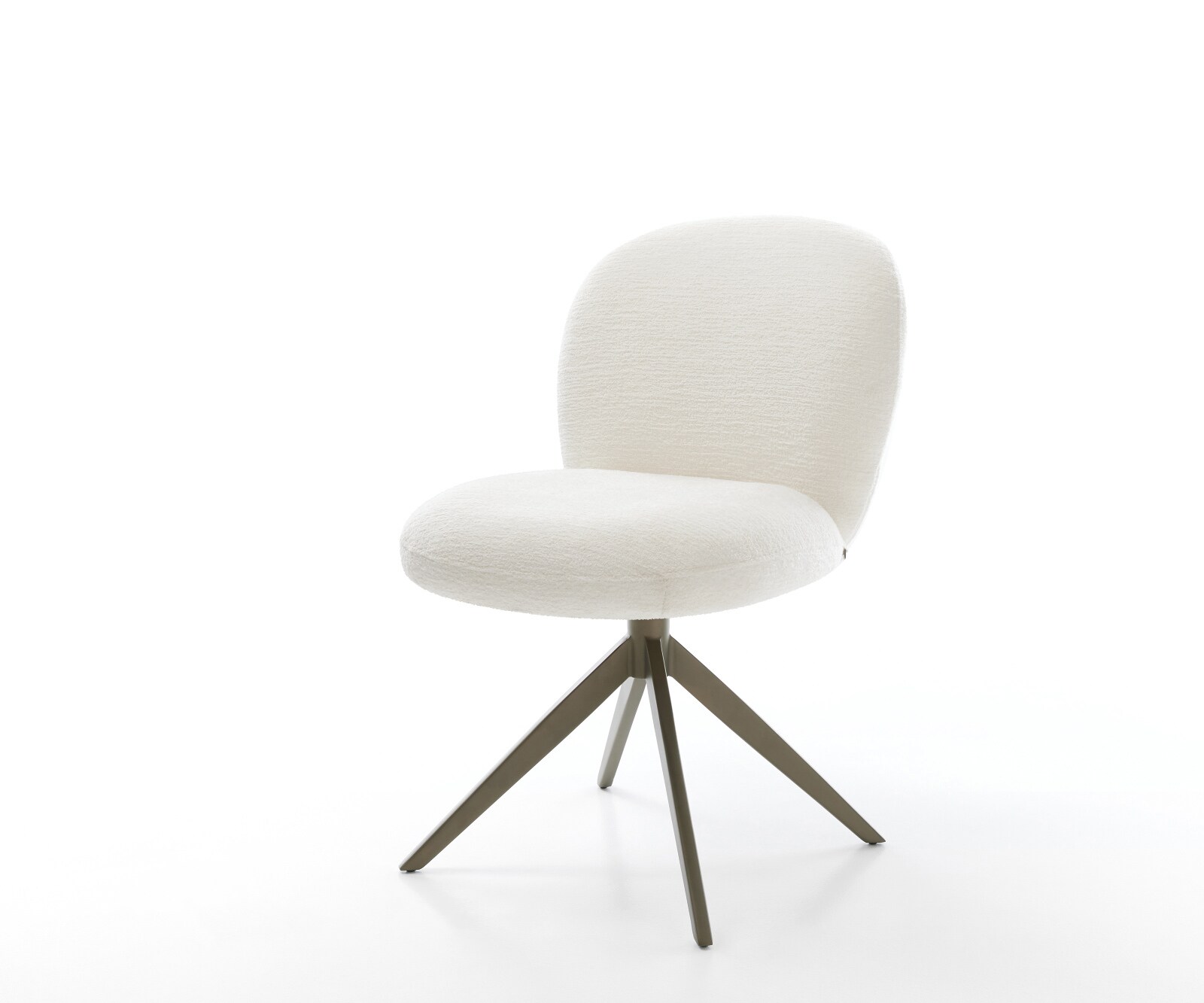 Chaise-pivotante Nube-Flex bouclé doux beige pied croisé large aspect titane pivotement sur 360° fonction bascule resorts ensachés 1