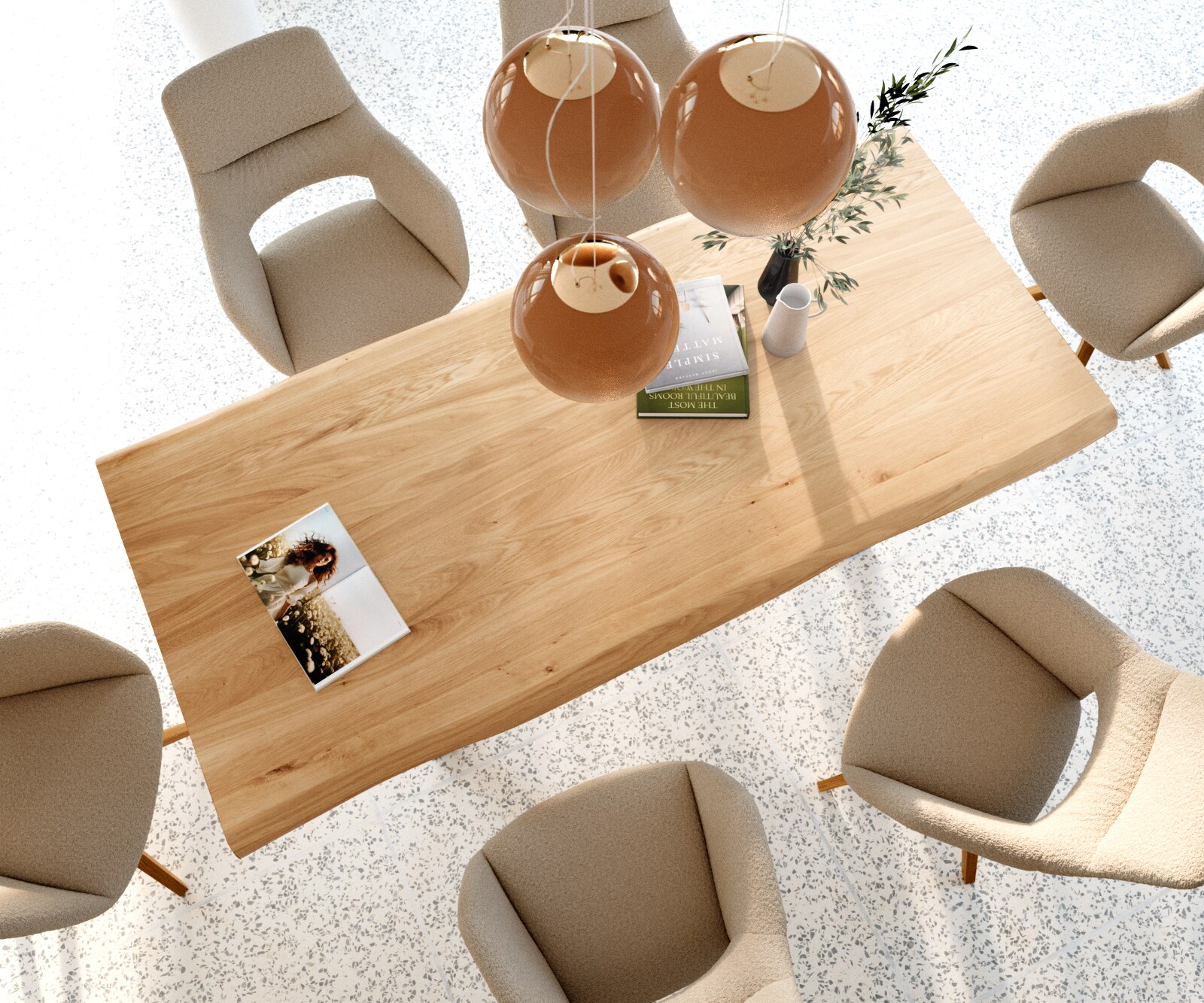 Table à manger Edge 200x100 chêne nature acier inoxydable large Live-Edge laqué 3 Table à manger Edge 200x100 chêne nature acier inoxydable large Live-Edge laqué 3