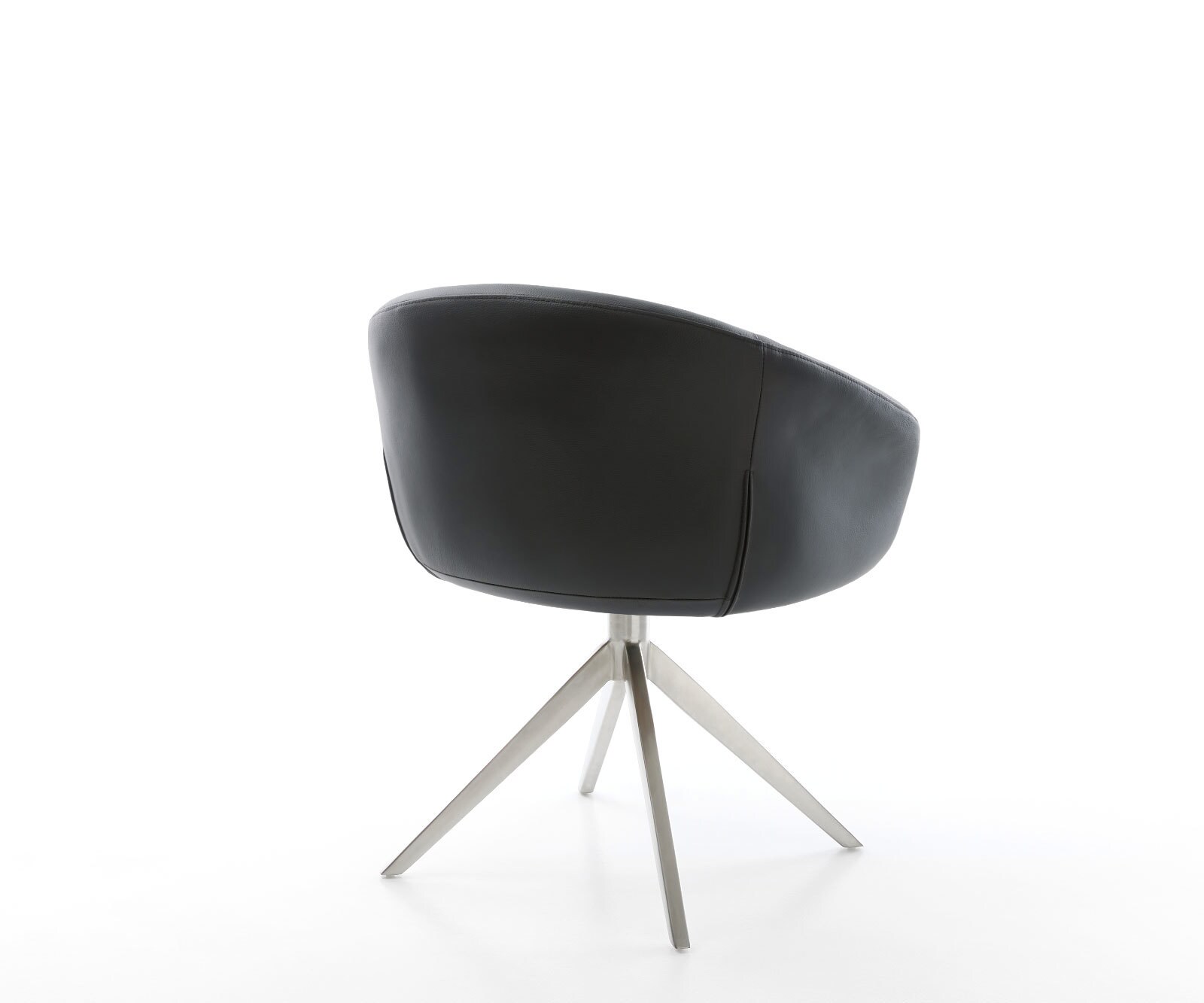 Chaise-pivotante Vinka-Flex cuir de vache noir pied croisé large acier inoxydable brossé pivotement sur 360° fonction bascule ressorts ensachés 4