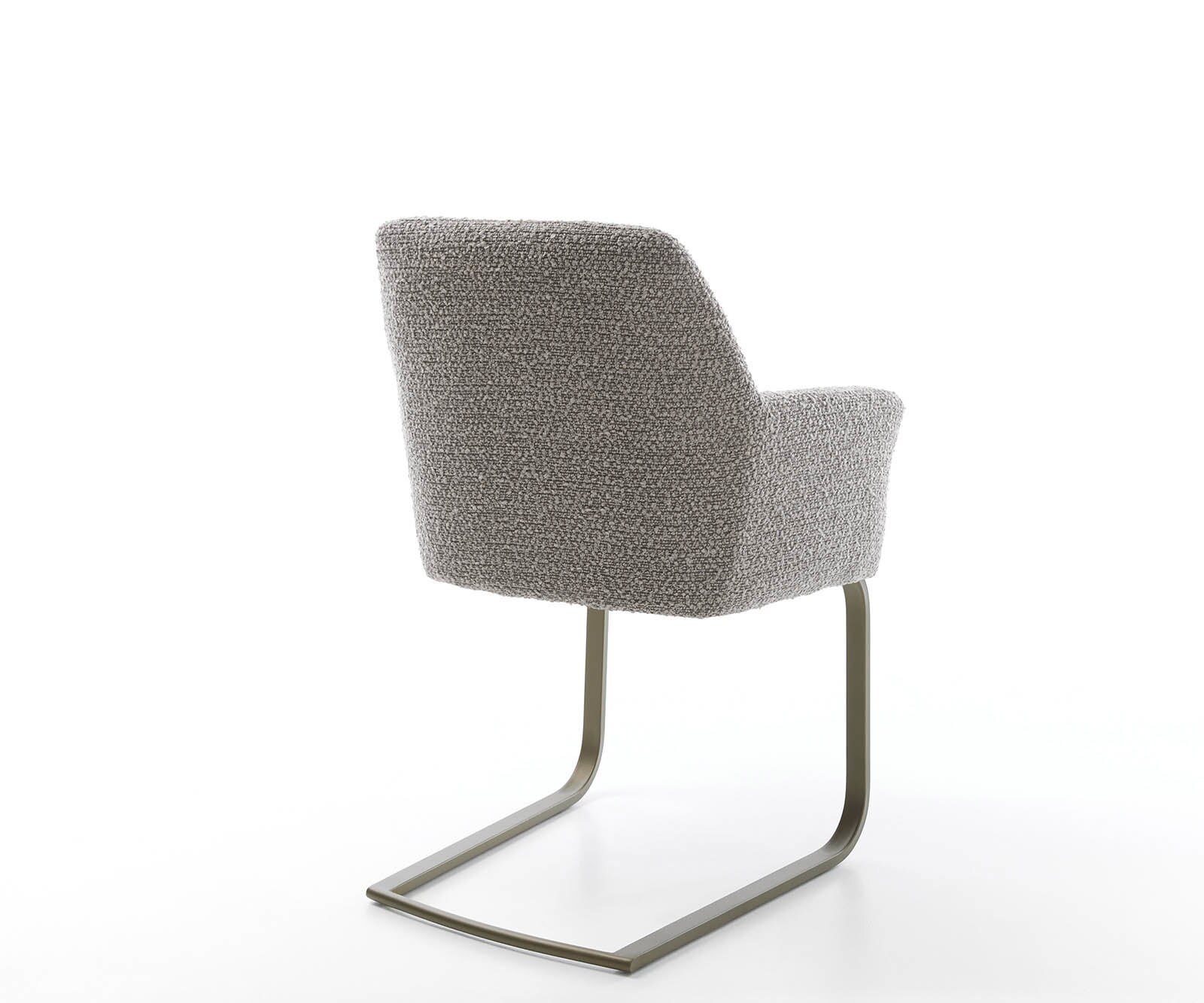 Cantilever Xana-Flex avec accoudoirs bouclé gris argenté pied cantilever plat aspect titane ressorts ensachés 4 Cantilever Xana-Flex avec accoudoirs bouclé gris argenté pied cantilever plat aspect titane ressorts ensachés 4