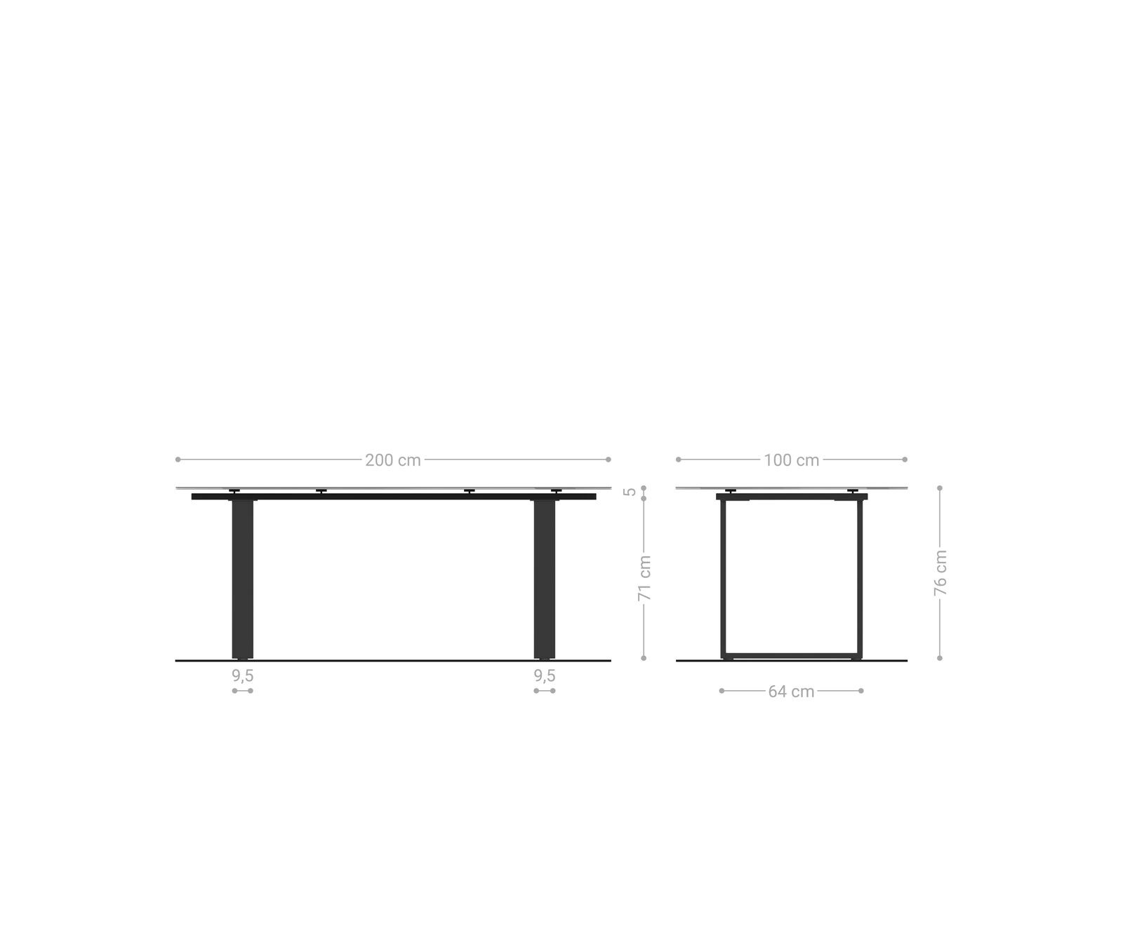 Table à manger Edge bateau 200x100 cm céramique Onyx Champagne inox large 8