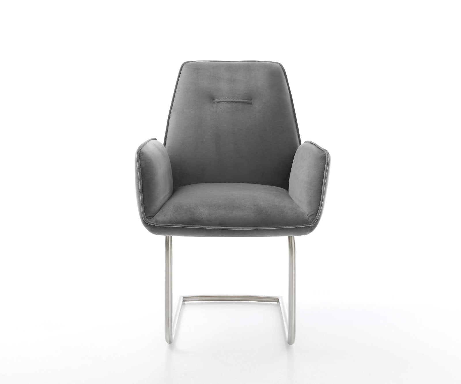 Cantilever Zoa-Flex velours gris pied cantilever rond acier inoxydable brossé ressorts ensachés 1 Cantilever Zoa-Flex velours gris pied cantilever rond acier inoxydable brossé ressorts ensachés 1