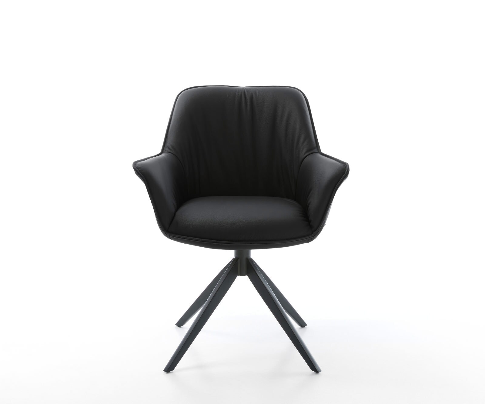 Chaise-pivotante Keila-Flex cuir de vache noir pied croisé large noir pivotement sur 360° fonction bascule 1