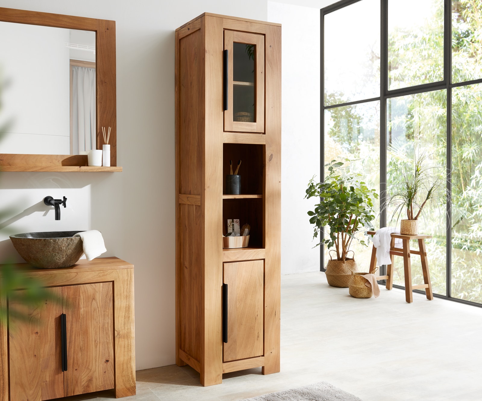 Armoire-haute Solidu 45x185 cm acacia naturel Armoire-haute Solidu 45x185 cm acacia naturel