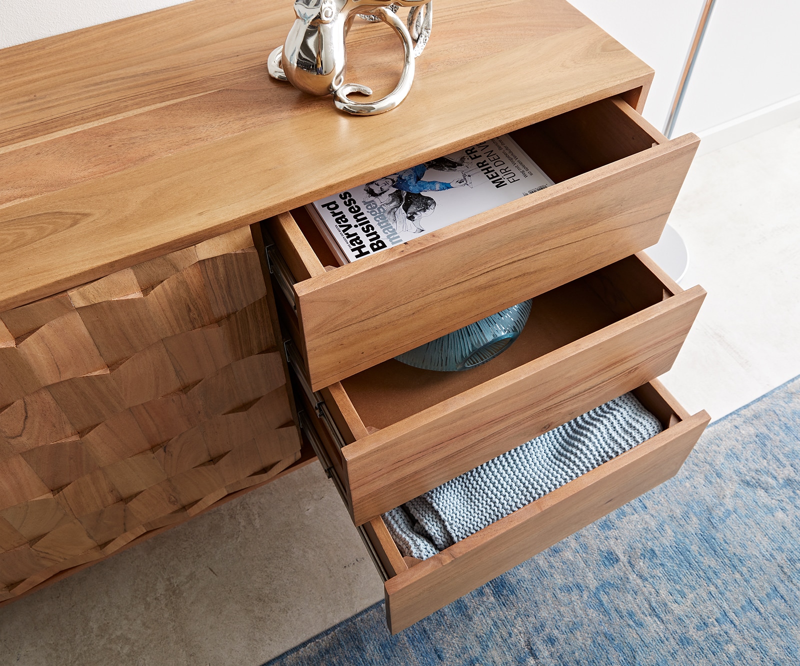 Buffet Fevo 175 cm acacia nature 2 portes 3 tiroirs Pied-L 3 Buffet Fevo 175 cm acacia nature 2 portes 3 tiroirs Pied-L 3