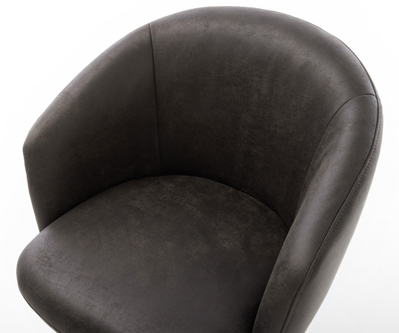 Chaise-pivotante Caja-Flex avec accoudoirs microvelours anthracite vintage pied de chaise 4 branches acier inoxydable brossé pivotement sur 360° ressorts ensachés 3