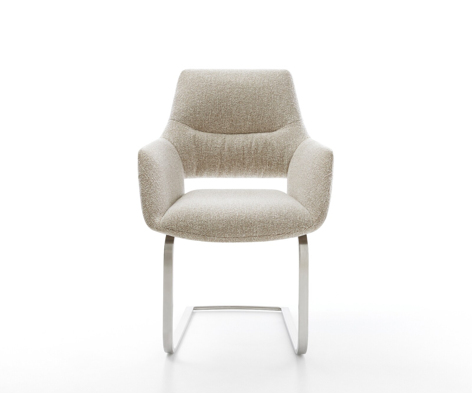 Cantilever Yago-Flex avec accoudoirs tissu tissé doux beige pied cantilever plat acier inoxydable resorts ensachés 2