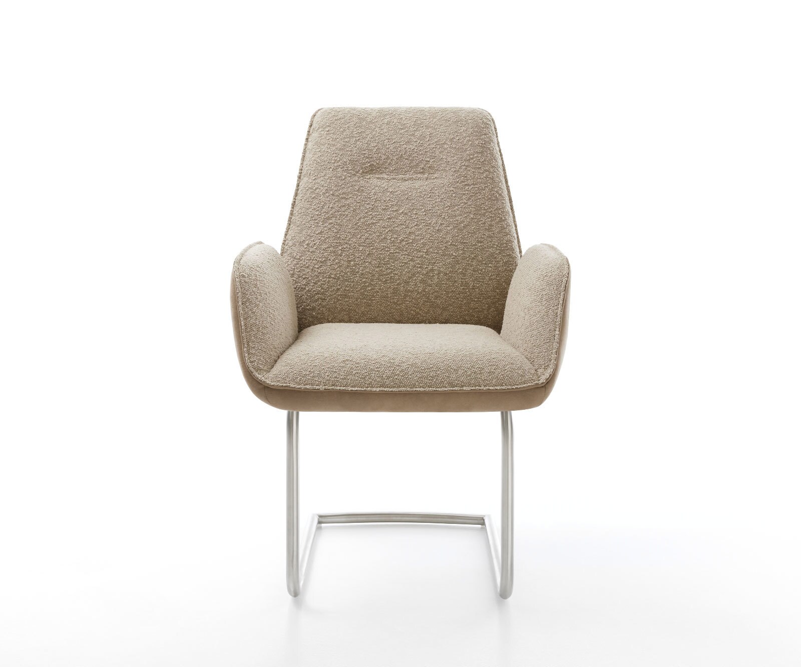 Cantilever Zoa-Flex tissu mixte couleur boue pied cantilever rond acier inoxydable brossé ressorts ensachés 1