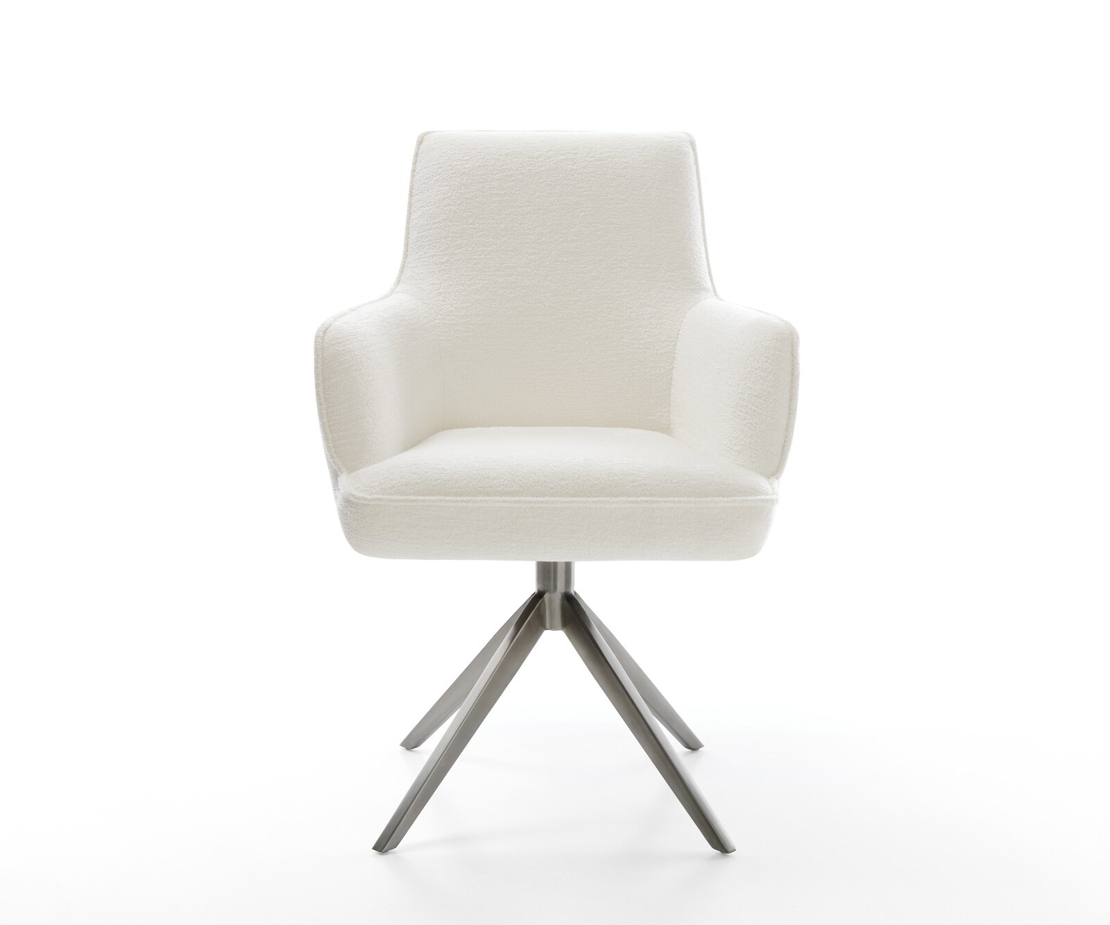 Chaise-pivotante Heira-Flex avec accoudoirs bouclé doux beige pied croisé large grafiete pivotement sur 360° fonction bascule resorts ensachés 2