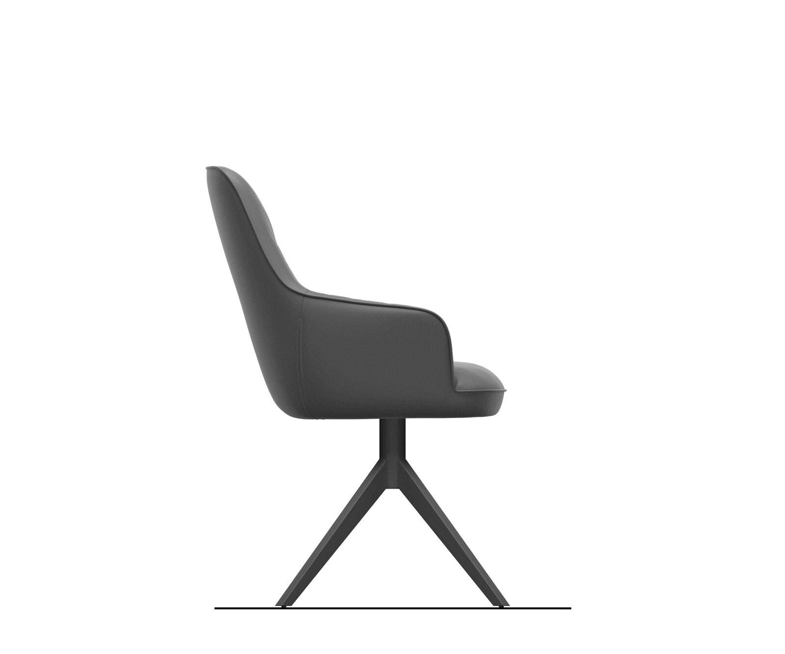 Chaise-pivotante Zelia-Flex cuir de vache noir pied croisé large noir pivotement sur 360° fonction bascule ressorts ensachés 8