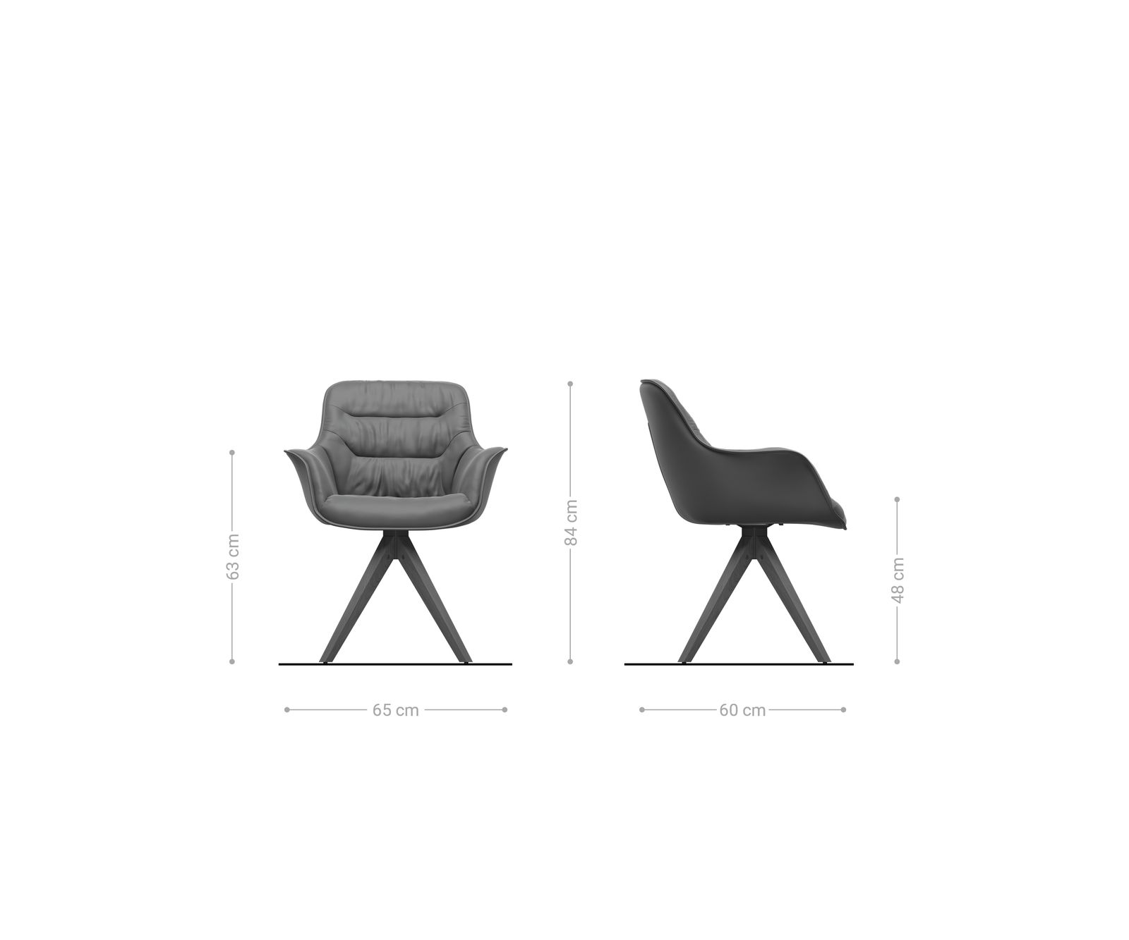 Chaise-pivotante Kaira-Flex tissu structuré doux gris pied en bois angulaire naturel pivotement sur 180° 5