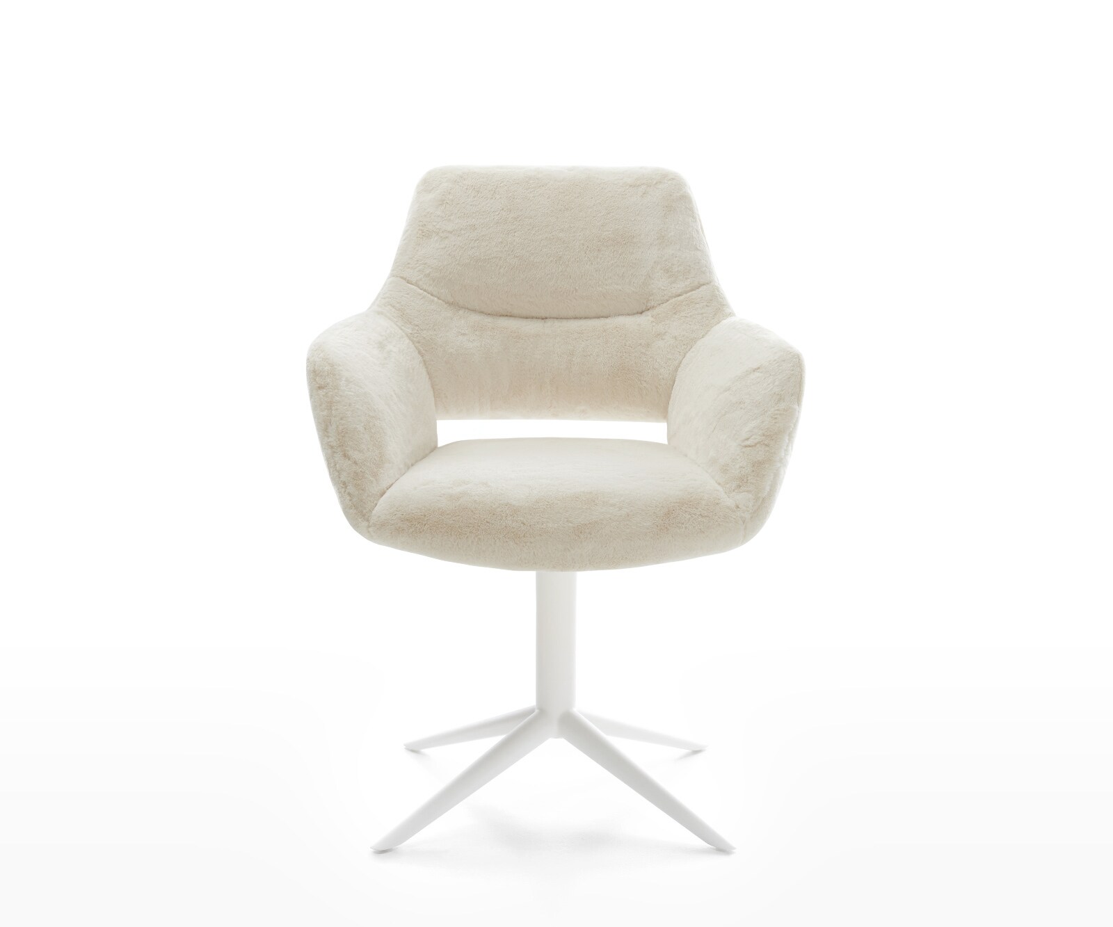 Chaise-pivotante Yago-Flex avec accoudoirs peluche crème-blanc pied de chaise 4 branches blanc pivotement sur 360° fonction bascule resorts ensachés 2