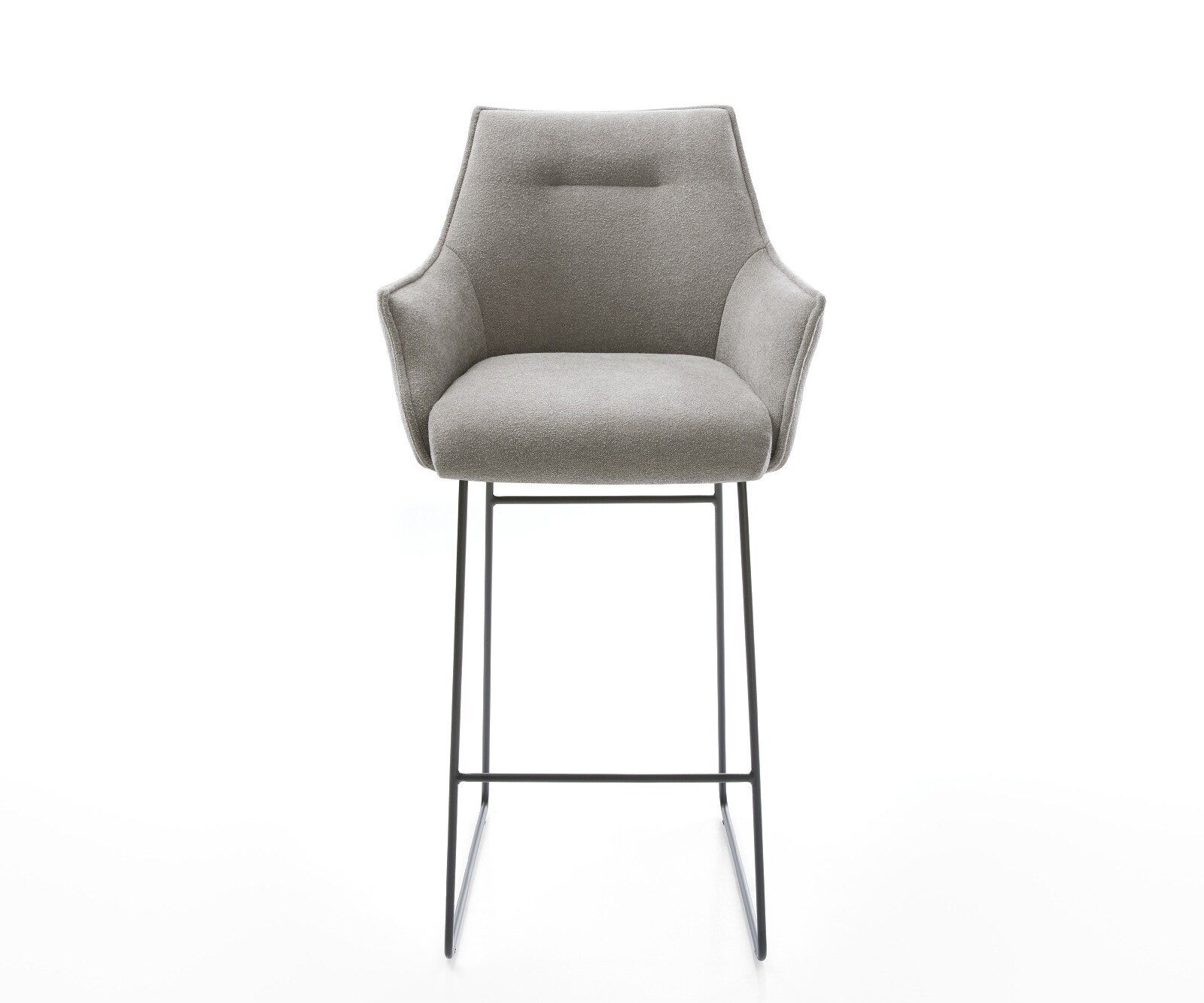 Chaise-de-bar Alja-Flex Tissu structuré doux Gris Pied trapèze noir Noir Ressort ensaché 2